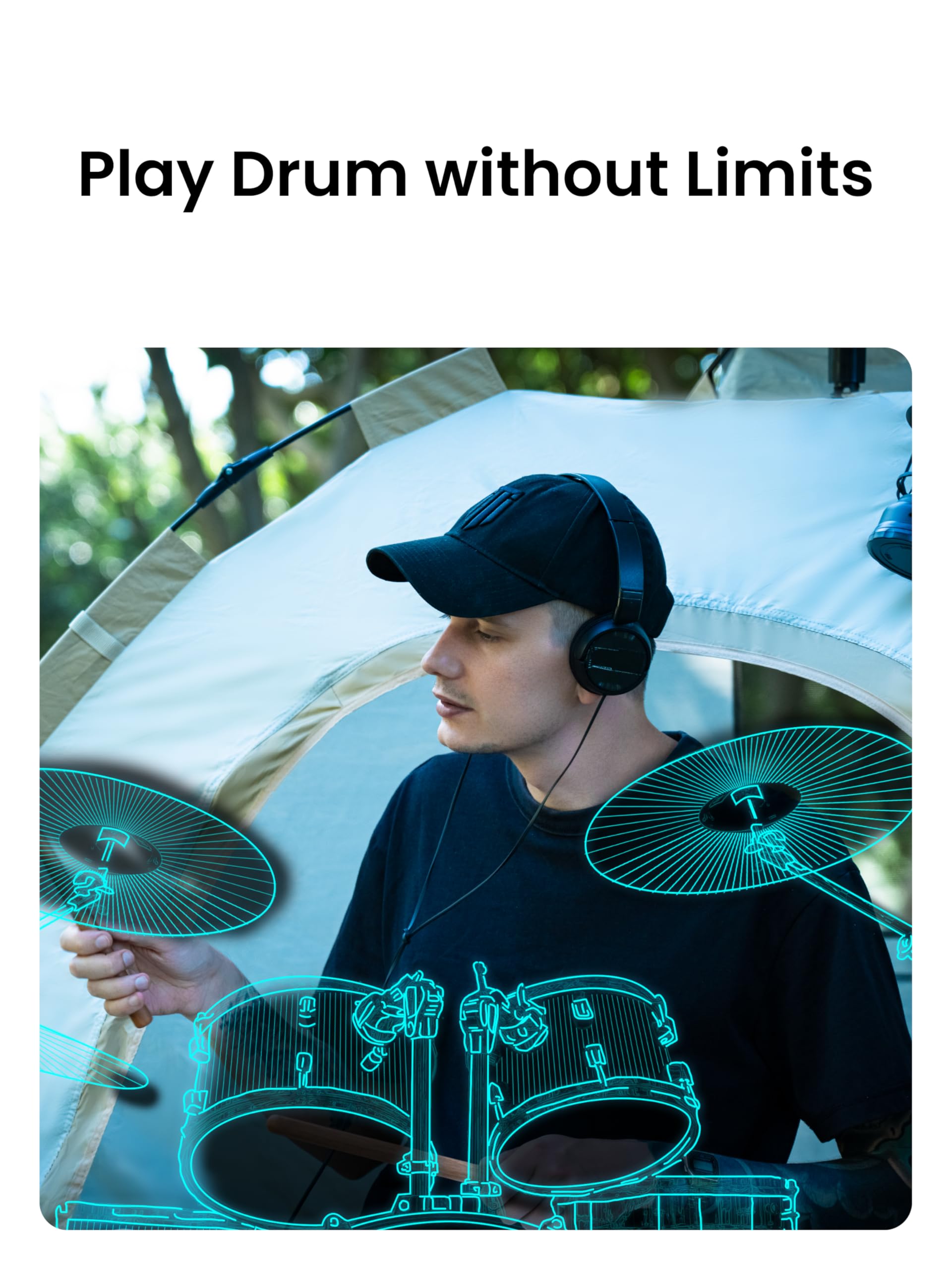 AeroBand Electronic Drum Set PocketDrum2 MAX (2025 Version) - Portable Air Drum Kit with Sticks, Pedals & Bluetooth Adapter - 8 Realistic Drum Tones & USB MIDI Output - Perfect for Teens & Adult Drummers - Practice Anywhere: Home, Studio, Travel (Includes Earphones) - Great Gift for Music Lovers