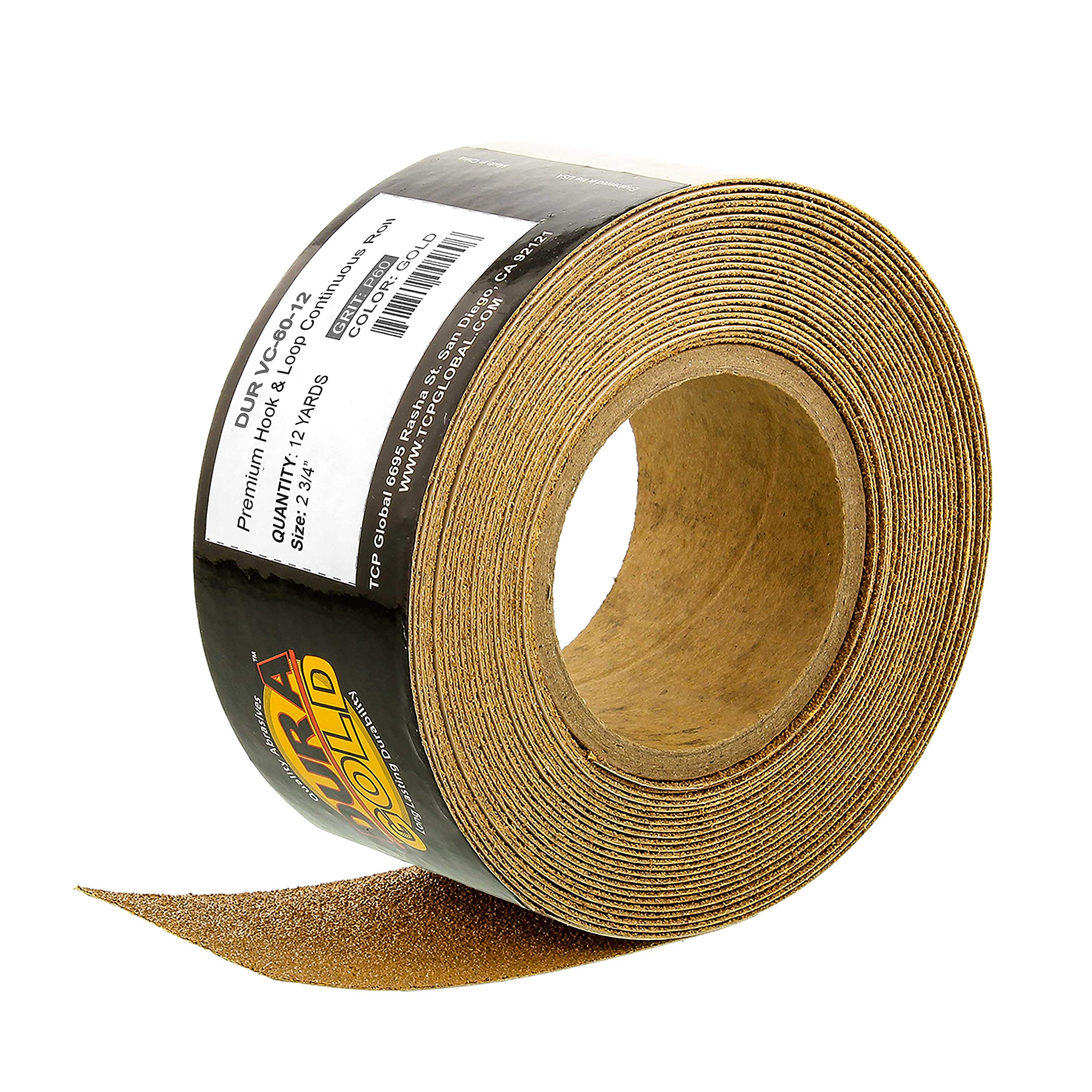 Dura-Gold Pro Series Longboard Hand Sanding File Sander Block - Hook & Loop Backing with PSA Adapter Pad & 60 Grit Sandpaper Roll (12 Yards, 2-3/4