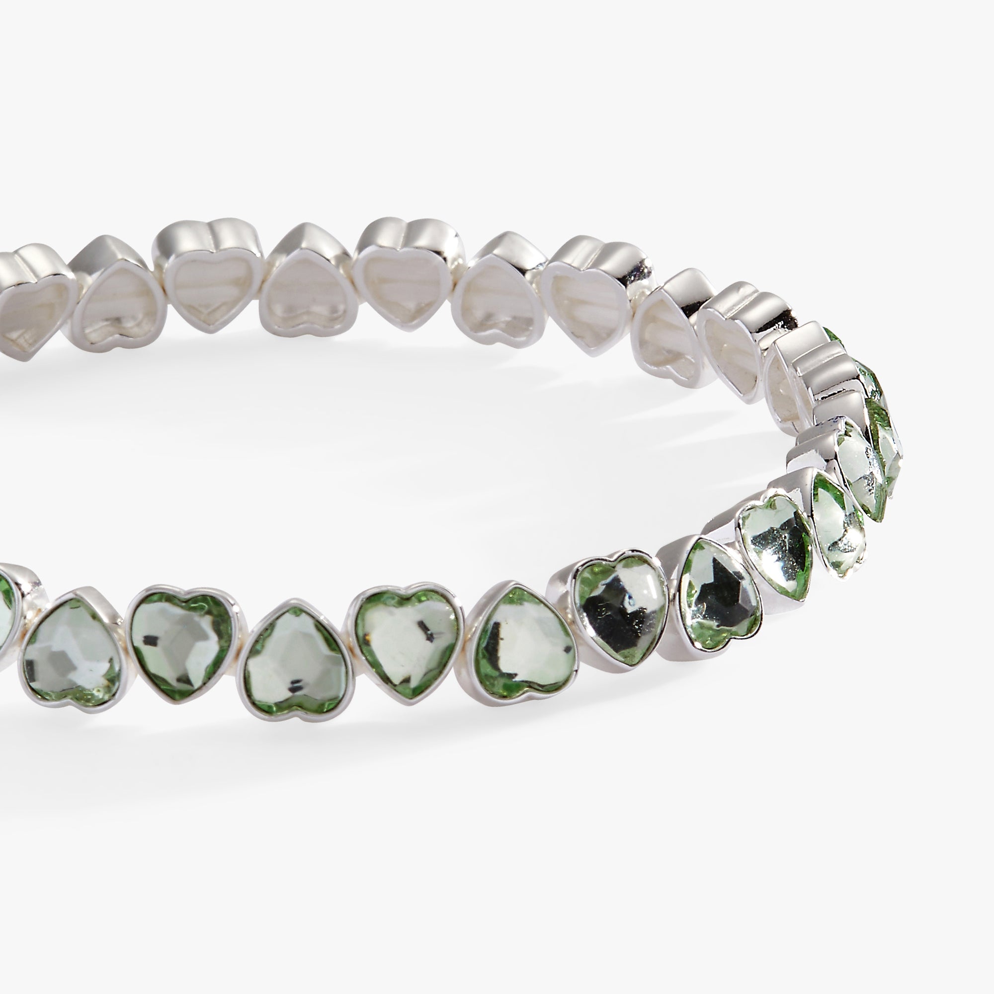 Green Crystal Heart Stretch Bracelet - Adjustable Beaded Elastic Bracelet for Women | Perfect for Valentine's Day, Mother's Day Gifts & Everyday Fashion Accessories