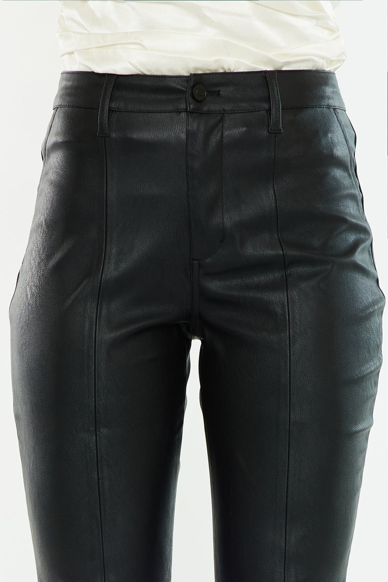 Mars High Rise Faux Leather Bootcut Jeans for Women - Stretchy Vegan Leather Pants with Flared Legs, Perfect for Casual Outfits & Night Out