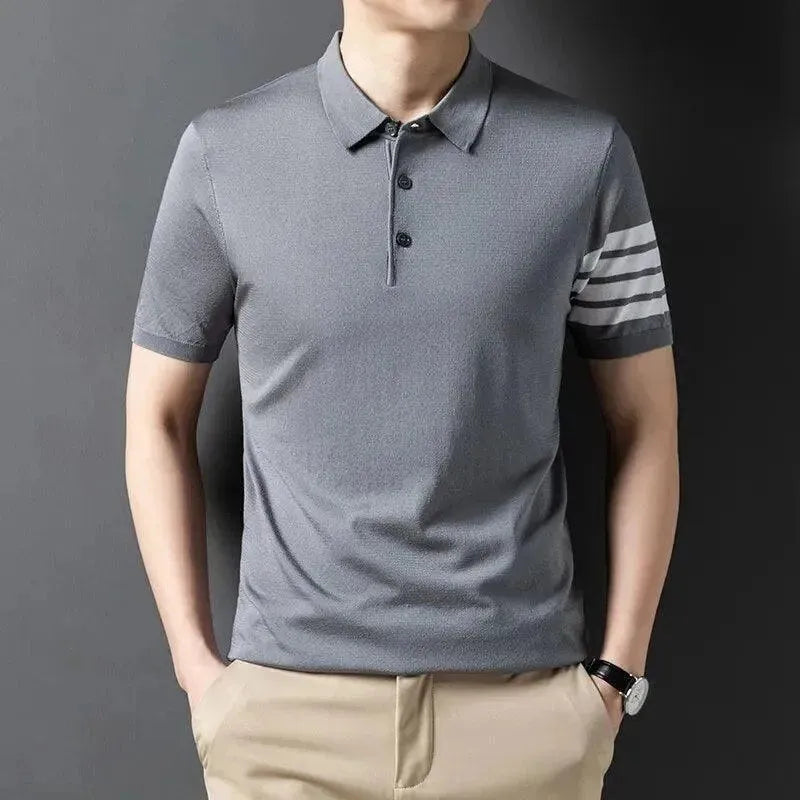 Men's Short Sleeve Knit Polo Shirt - Breathable Cotton Casual Top for Summer | Office Wear, Golf Outfits & Weekend Style