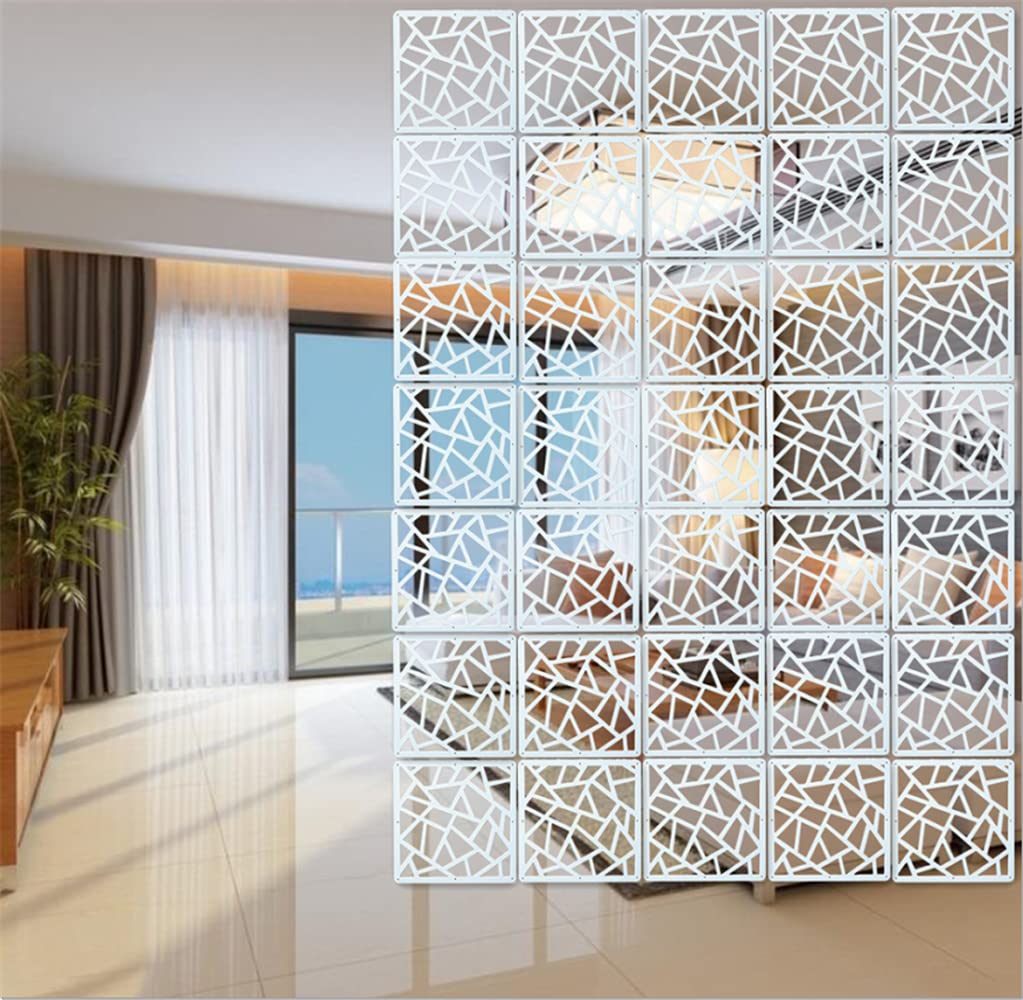 12-Piece White Hanging Room Divider - Wood-Plastic DIY Panel Screens for Partition Walls & Room Decoration (11.4x11.4 Inch) with All Accessories - Perfect for Home Office, Bedroom Privacy & Studio Spaces