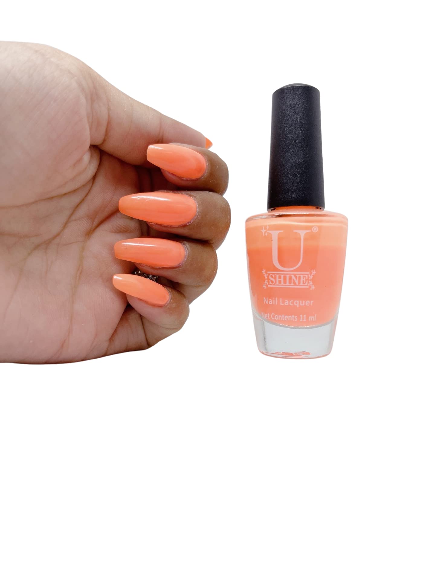 U Shine Trinka Sip Nail Polish - Coral Neon (11ml) | Paraben-Free, No Nail Yellowing, Chipping or Cracking | Long-Lasting Vegan Nail Polish | Safe & Non-Toxic | Perfect for Manicures, Pedicures & Special Occasions