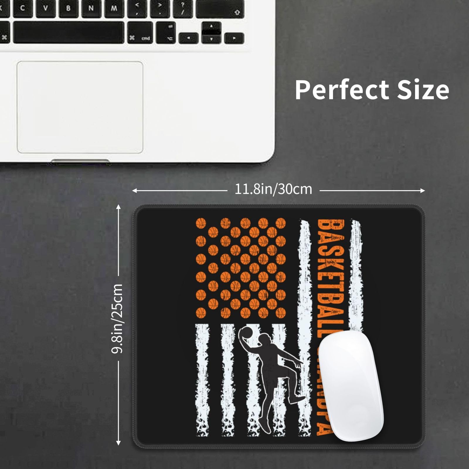 SIYTUAU USA Flag Basketball Grandpa Mouse Pad - 10x12 Inch Non-Slip Rubber Gaming Mousepad for Laptop & Office - Waterproof Computer Mouse Mat - Perfect for Sports Fans, Gamers & Patriotic Decor