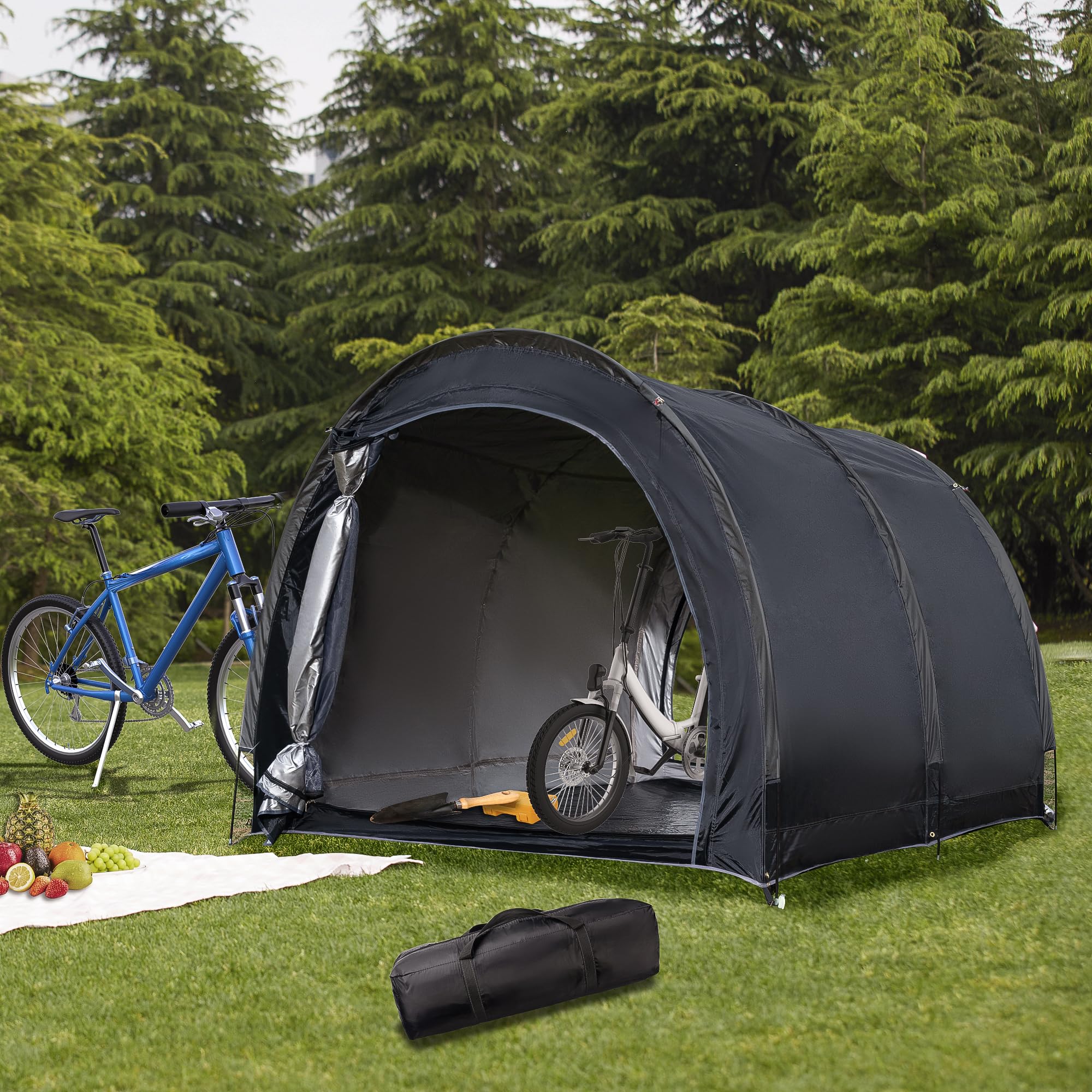 Large Waterproof Bike Storage Shed Tent - 210D Oxford Fabric PU3000 Coating Portable Garage Shelter for Outdoor Bicycle, Garden & Home Use | Foldable Weatherproof Cover for Backyard, Patio & Camping