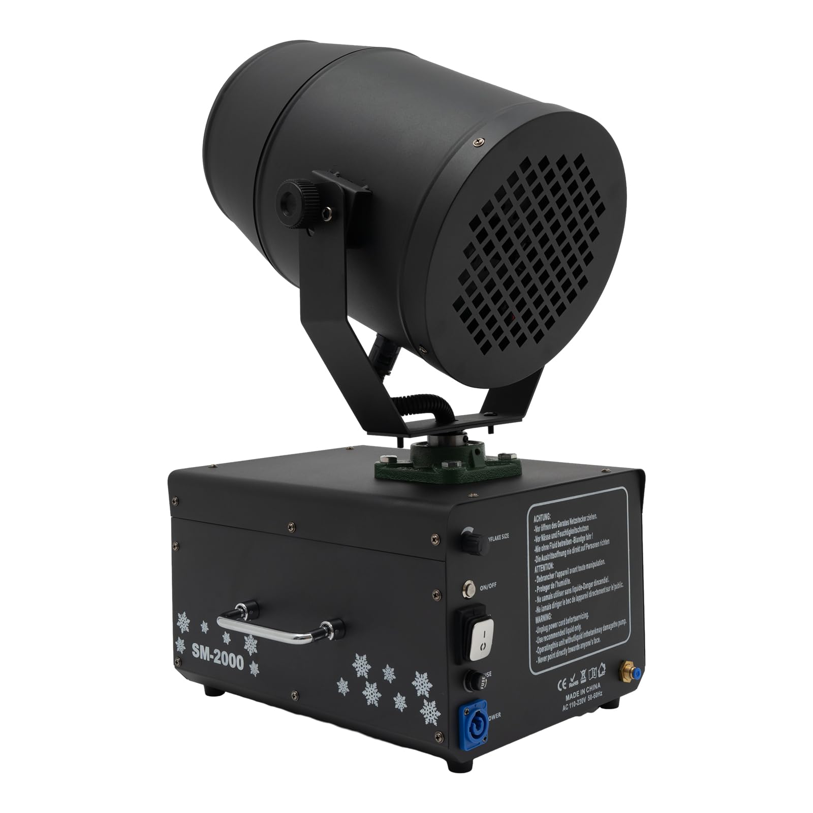 2000W Adjustable Snow Machine with Remote Control - High Power Snow Maker for Christmas Decor, Stage Shows, and Party Effects | Intelligent Shaking Head Design for Dynamic Snowfall Effects | Perfect for Winter Events, Themed Parties, and Holiday Displays