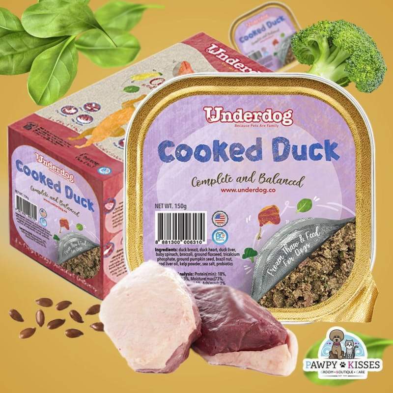 Premium Underdog Cooked Duck Fresh Frozen Dog Food 1.2kg - Grain-Free, High-Protein Natural Pet Food for Small & Large Dogs - Perfect for Mealtime, Training Treats & Weight Management