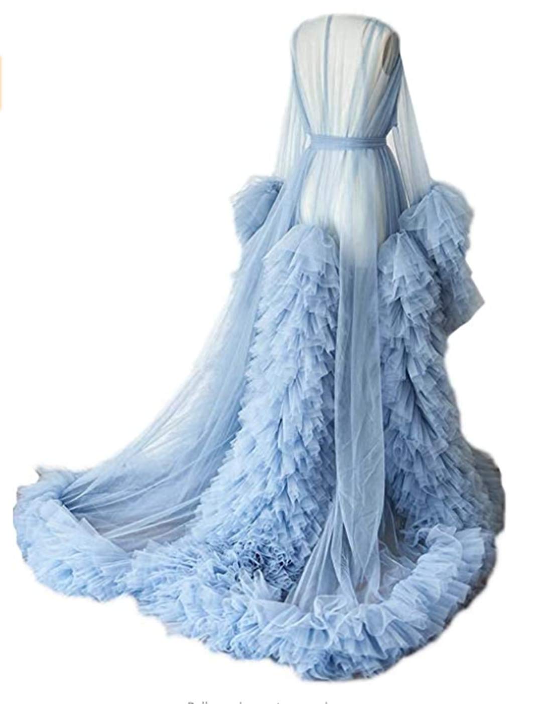Elegant Women's Tulle Kimono Robe - Soft Maternity Bathrobe for Pregnancy Photoshoot & Bridal Shower - Perfect for Baby Shower, Boudoir Photography and Special Occasions