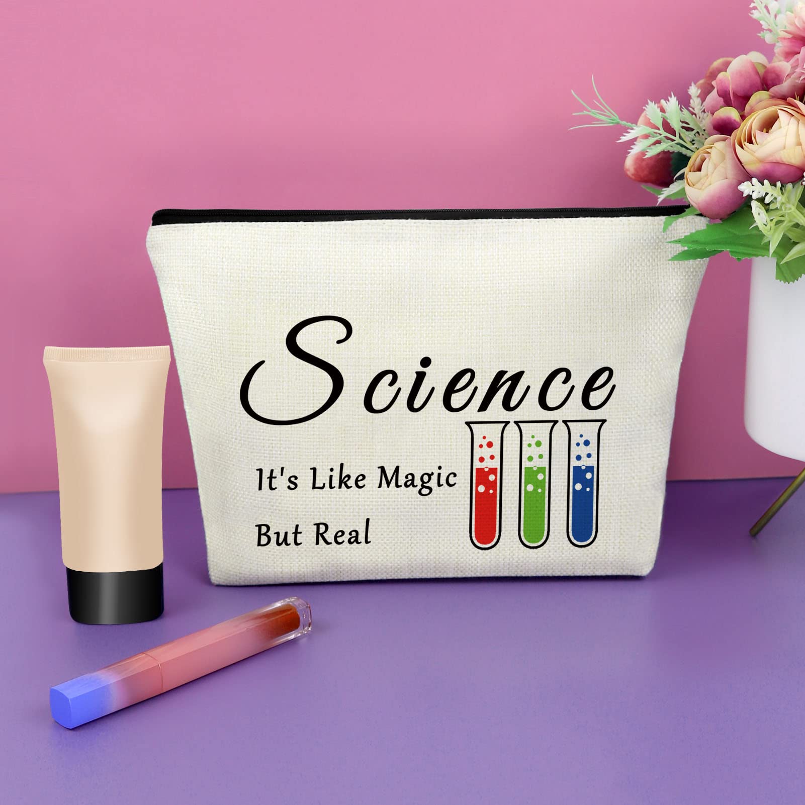 Premium Science-Themed Makeup Bag for Women - Perfect Gift for Teachers, Friends & Scientist Lovers - Cosmetic Organizer & Travel Pouch - Ideal for Graduation, Birthday & Christmas Presents - Great for Work, Travel & Daily Use
