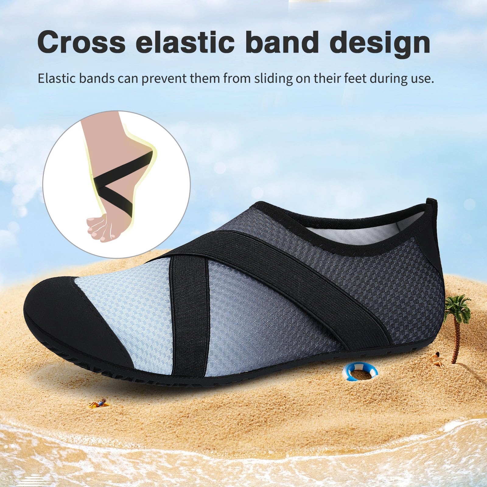 Men's & Women's Quick-Dry Water Shoes - Barefoot Beach Pool Shoes for Surfing, Swimming & Water Sports | Aqua Yoga Socks for Yoga, Pilates & Water Aerobics