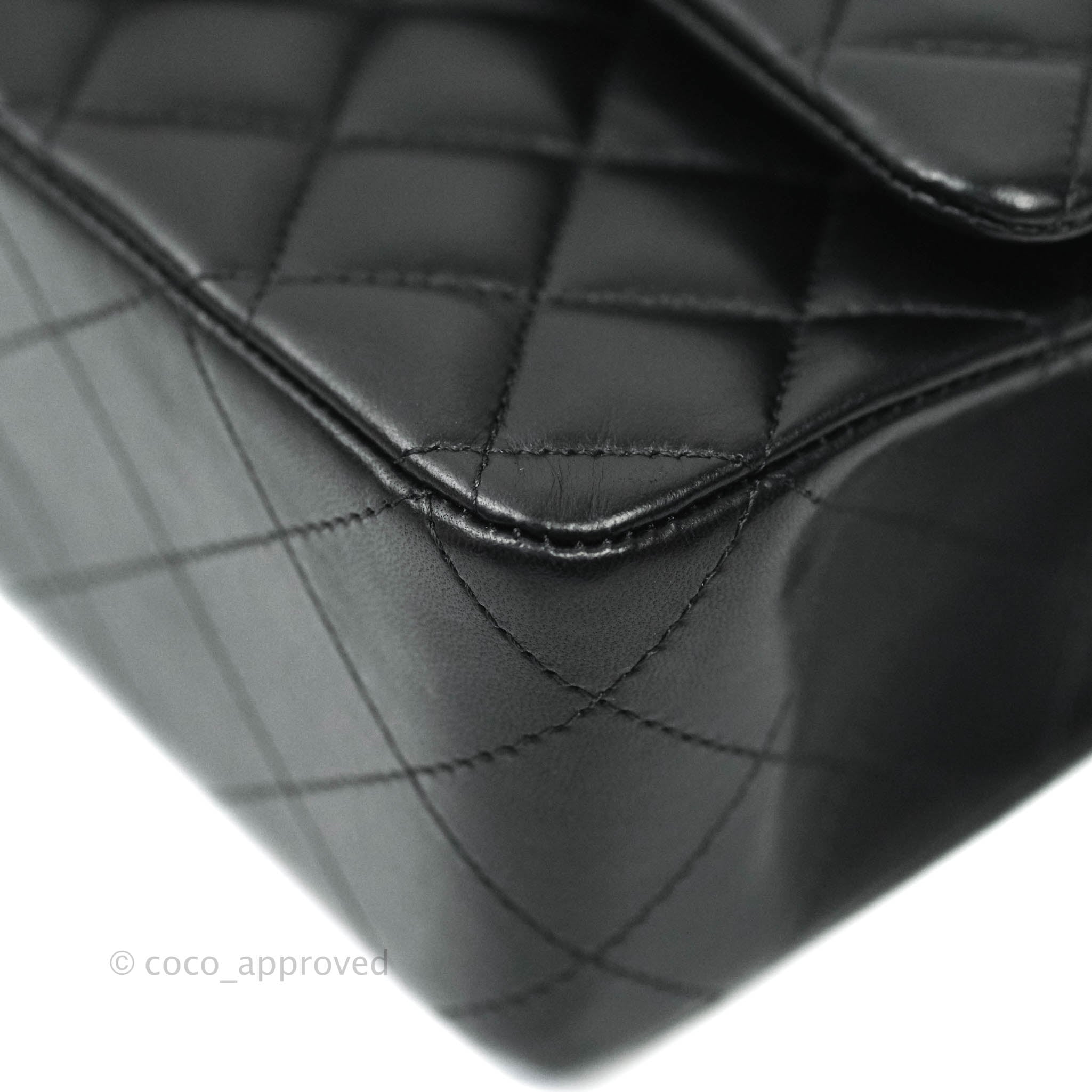 Chanel Classic Flap Bag M/L Size - Black Lambskin Leather with Gold Hardware | Luxury Handbag for Women, Perfect for Evening Events & Daily Use
