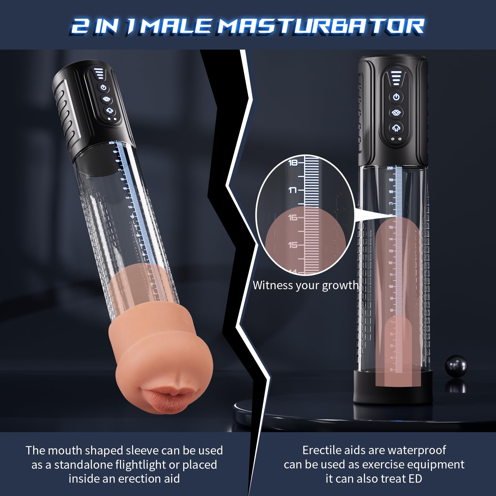 Premium Realistic Male Masturbator - Waterproof Sucking & Pumping Adult Sex Toy for Men | High-Quality Pocket Pussy Stroker, Penis Trainer & Glans Stimulator | Perfect for Solo Play, Couples Fun & Discreet Storage