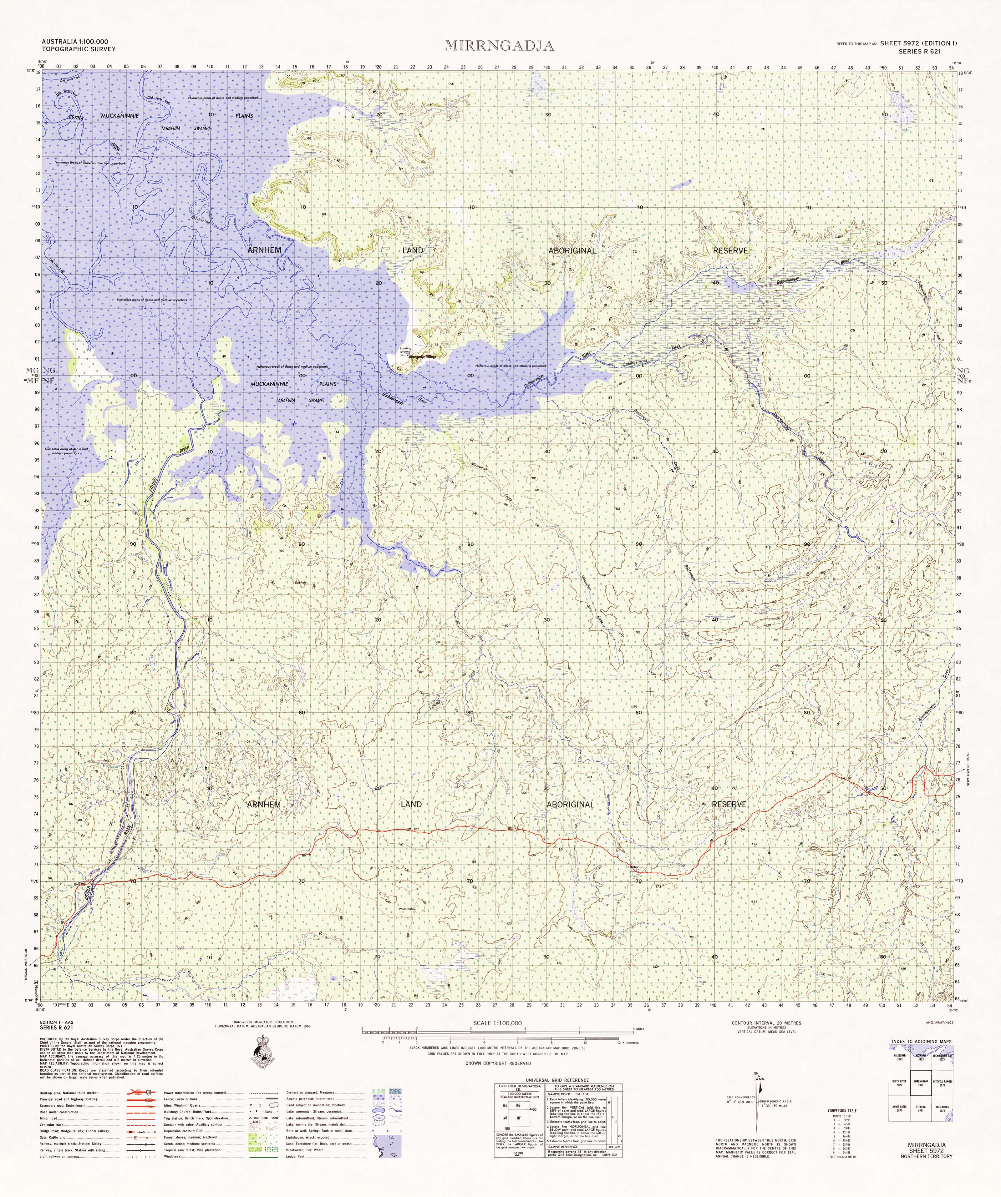 1:100k Topographic Map of 5972 Mirrngadja - Detailed Hiking, Camping & Outdoor Adventure Navigation - Perfect for Backpacking, Trail Planning & Geographic Exploration