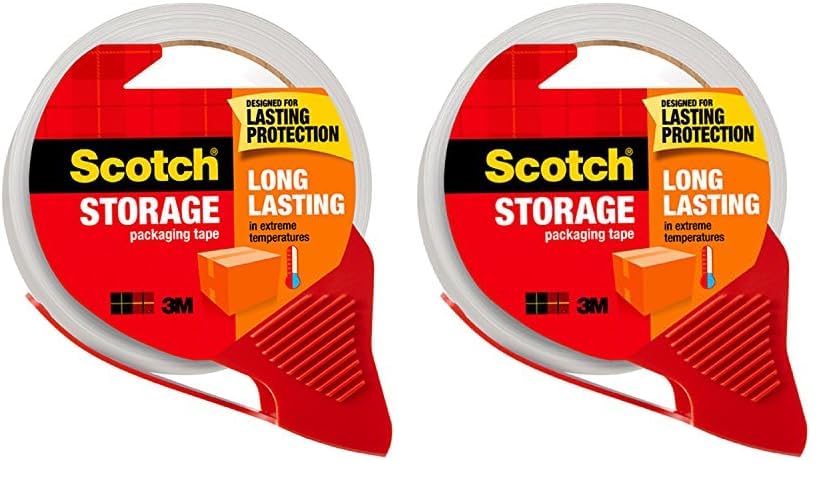 Scotch Heavy Duty Packaging Tape 1.88 Inch x 38.2 Yards - 2 Rolls with Dispenser for Shipping Boxes, Moving & Storage - Strong Adhesive Clear Packing Tape (3650S-RD-ESF) - Ideal for Home Office, Warehouse & Ecommerce Shipping