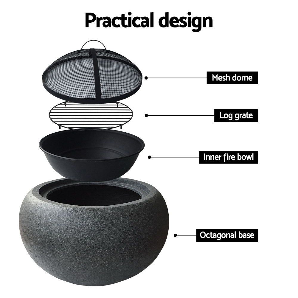 Portable Fire Pit Bowl - Outdoor Wood Burning Grill & Patio Heater for Camping, Backyard, and Garden Gatherings