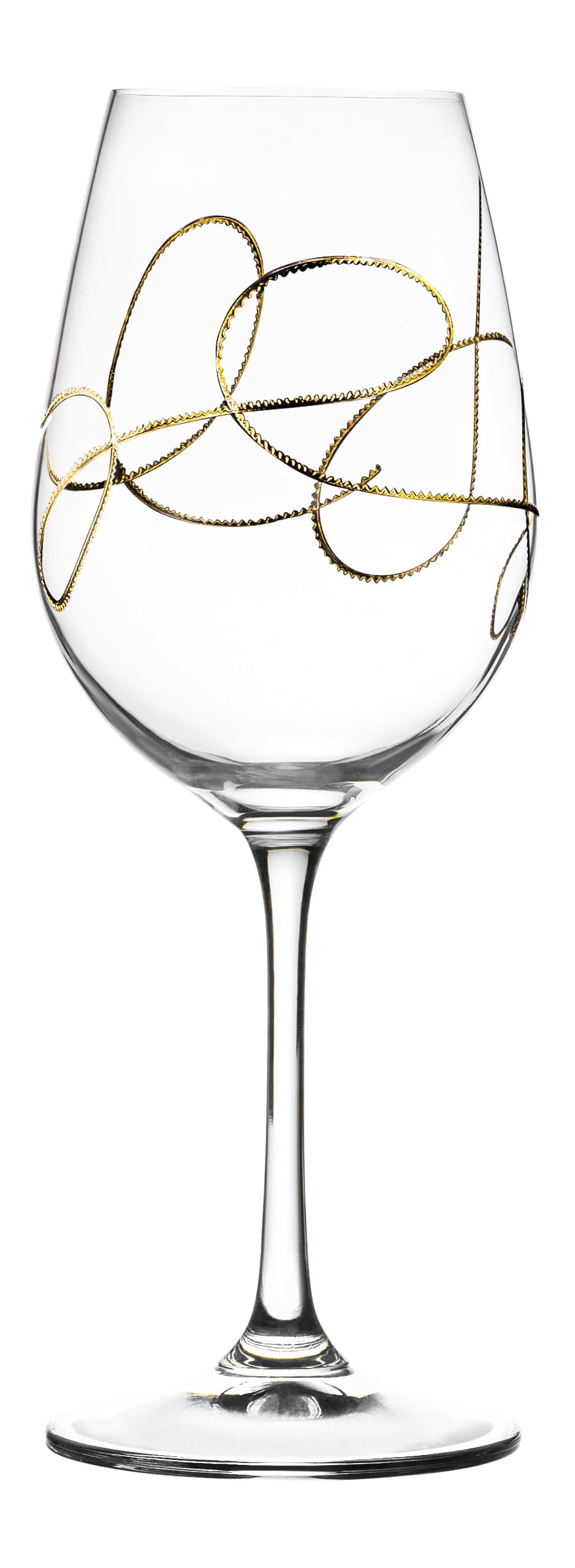 Premium Barski Crystal Wine Goblets Set of 4 - 14oz European Made Gold Accent Stemware for Wedding, Anniversary & Fine Dining Elegance