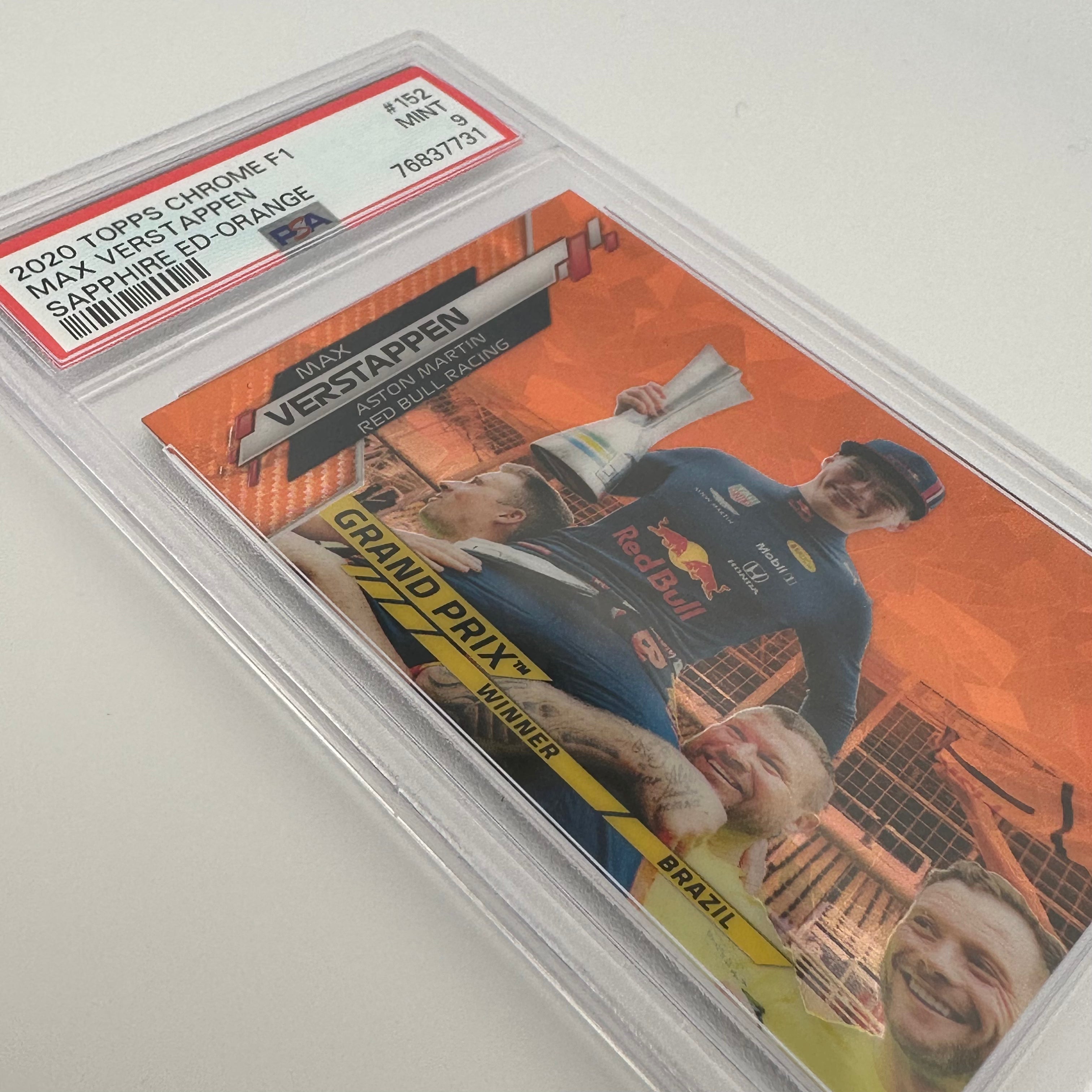 PSA 9 Graded 20/25 MAX VERSTAPPEN #152 Sapphire Edition Orange - Rare Collectible Trading Card for F1 Fans & Sports Memorabilia Collectors - Perfect for Display, Investment, and Racing Enthusiasts