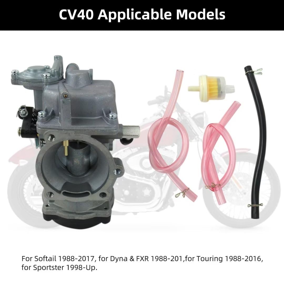 High-Performance 40mm CV Carburetor with Accelerator Pump for Harley-Davidson Models 27421-99C, 27490-04, 27465-04 - Compatible with Touring, Dyna & Softail Bikes - Ideal for Street Performance & Custom Builds