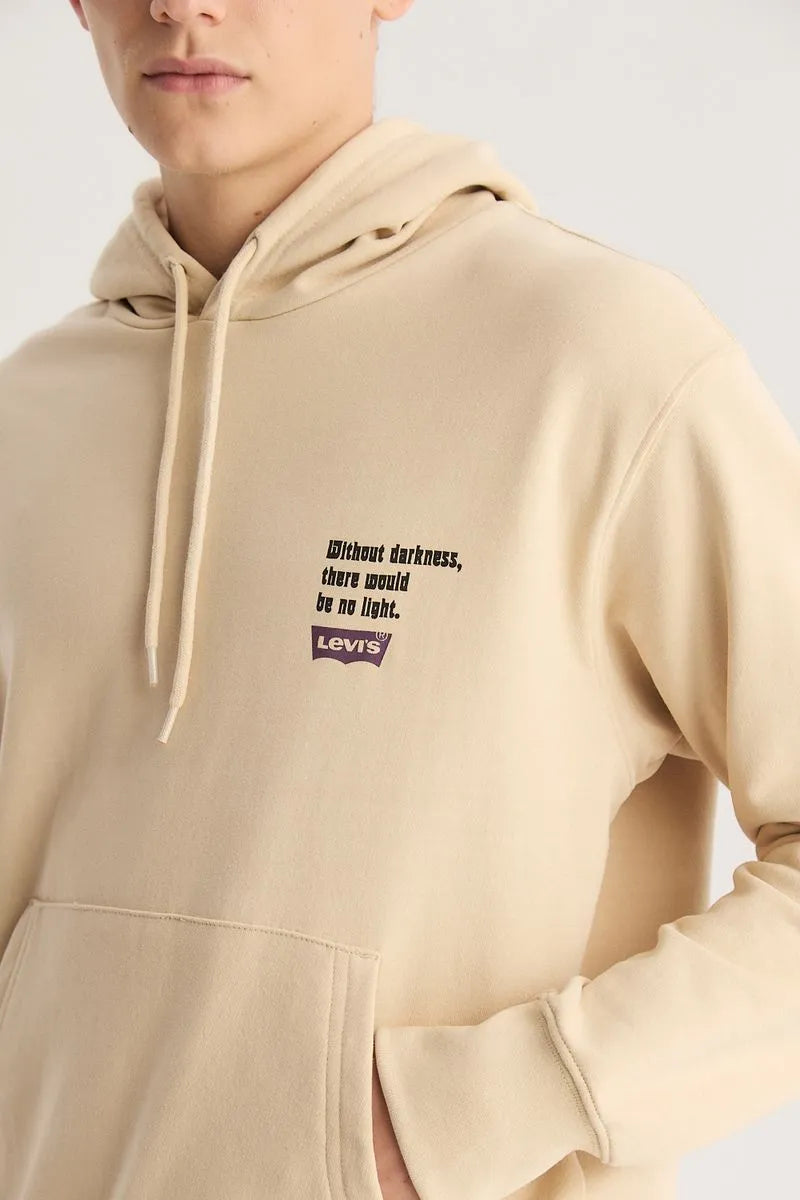 Levi's Authentic Bleached Sand Hoodie for Men - Soft Cotton Pullover Sweatshirt for Casual Wear & Street Style