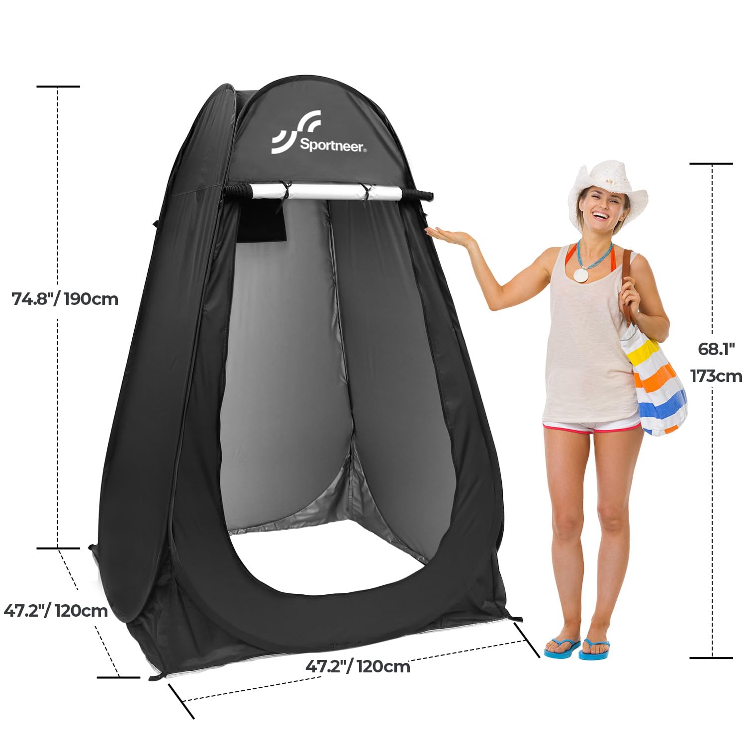Sportneer Pop Up Privacy Shower Tent - Portable Changing Room for Camping & Beach (75