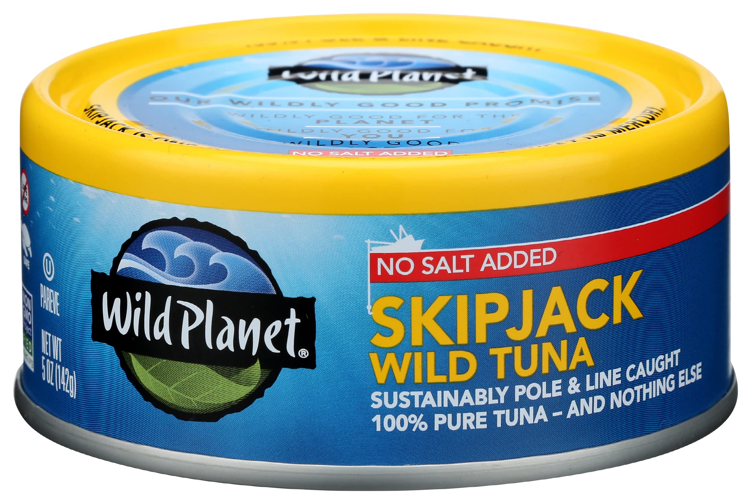 Wild Planet Wild Skipjack Light Tuna - No Salt Added, Low Mercury, 5oz Can - Healthy Protein for Salads, Sandwiches & Keto Meals
