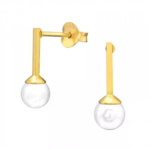Elegant Gold Geometric Pearl Stud Earrings for Women - Perfect for Weddings, Parties & Everyday Wear