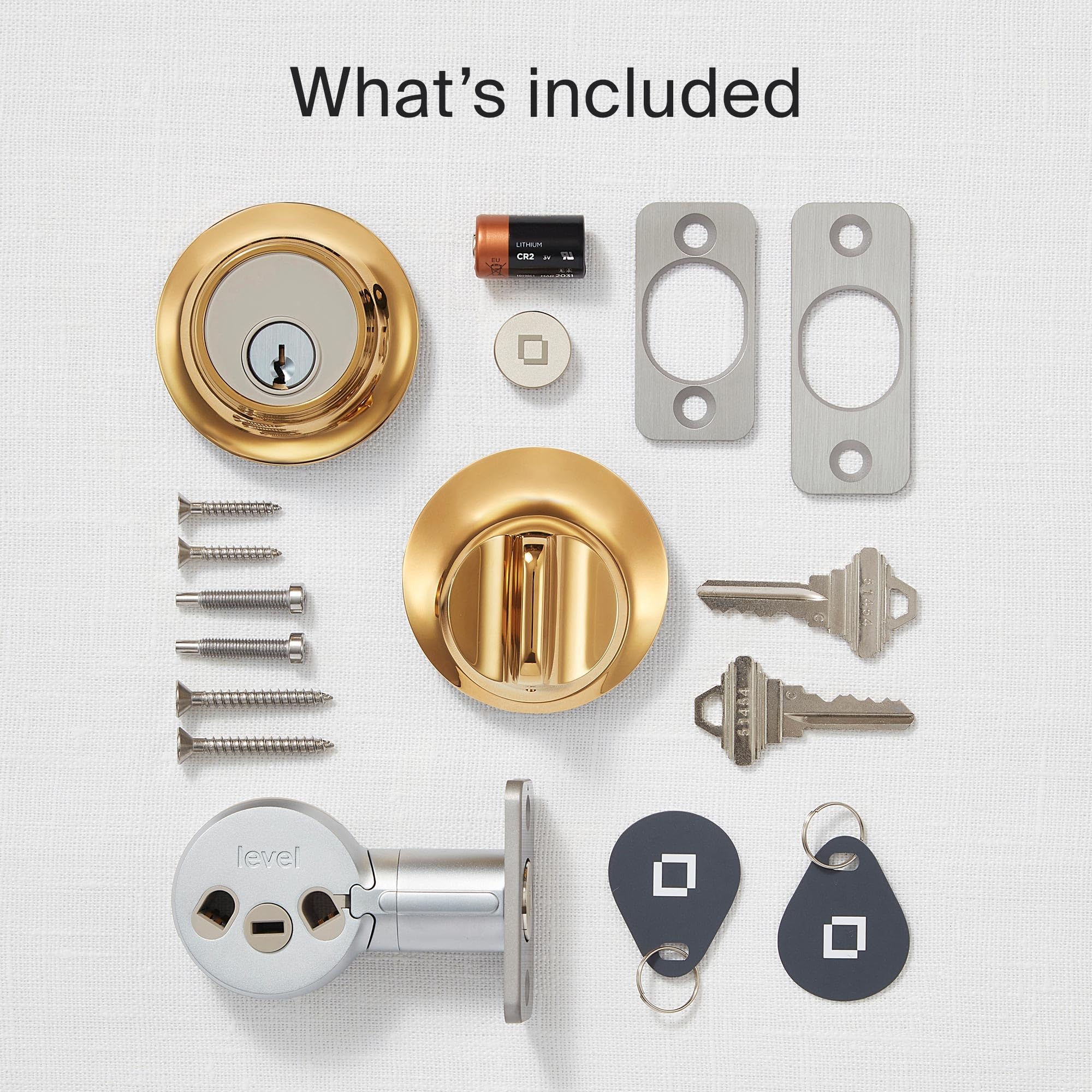 Level Lock+ Deadbolt Smart Lock - World's Smallest Apple Home Key Compatible Smart Lock - iOS & Android App Control - Works with Apple HomeKit - Polished Brass Finish - Perfect for Smart Homes & Apartment Security