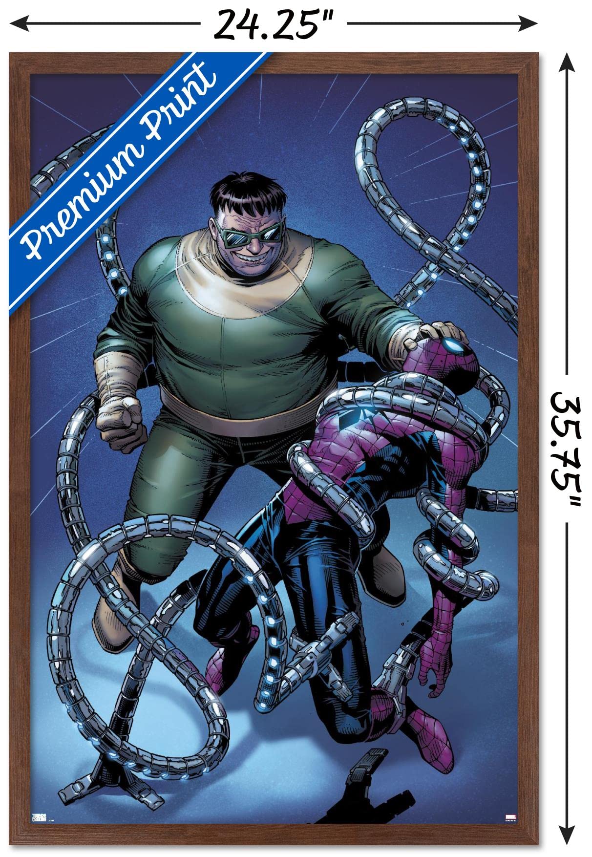 Marvel Comics Spider-Man vs Doctor Octopus - The Clone Conspiracy #1 Wall Art Poster 34x22.4 Inches with Mahogany Frame - Perfect for Superhero Bedroom Decor & Comic Book Collector Display