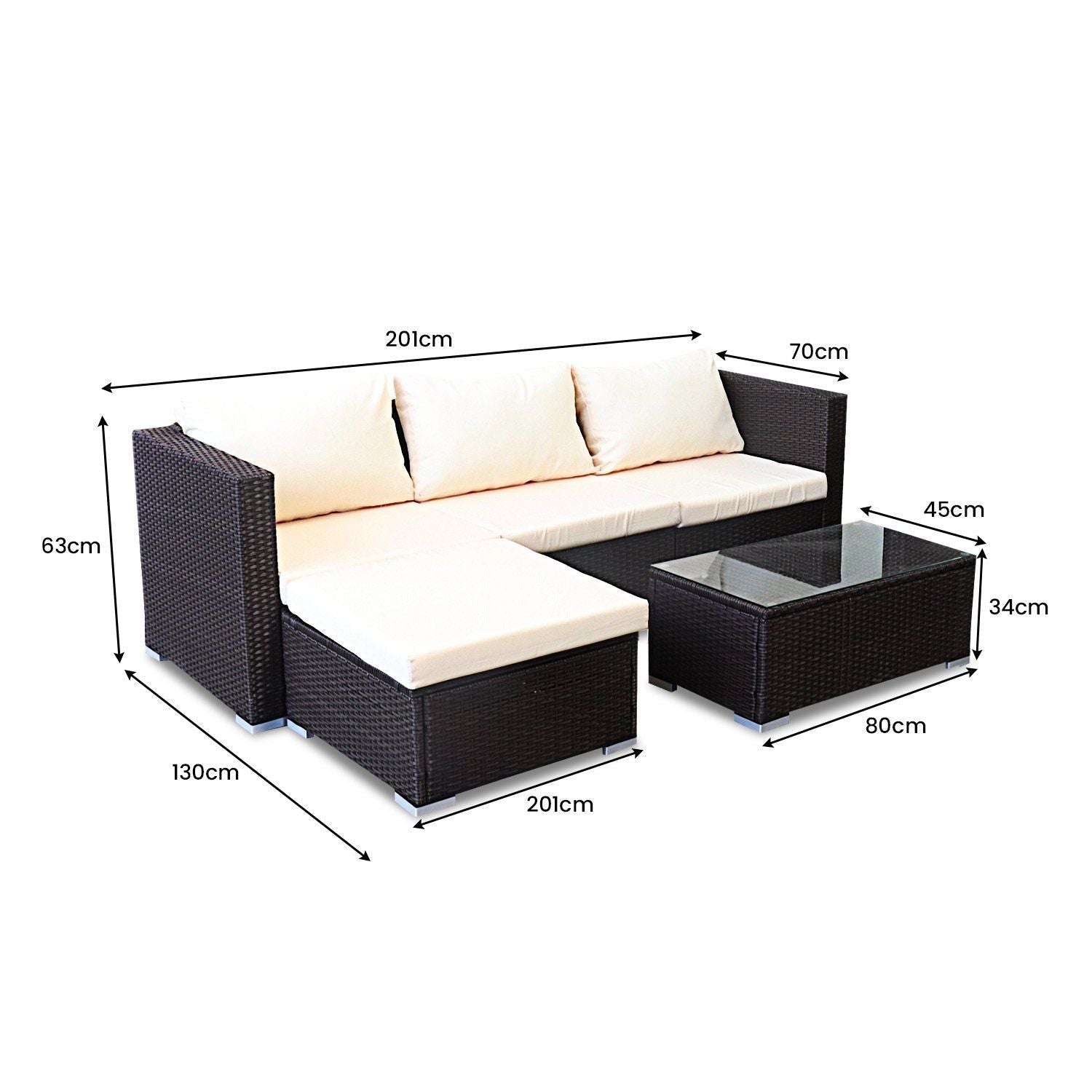 Stylish Sarantino 5-Piece Modular Outdoor Lounge Set - Durable PE Rattan Furniture in Elegant Brown | Perfect for Patio, Garden & Poolside Relaxation