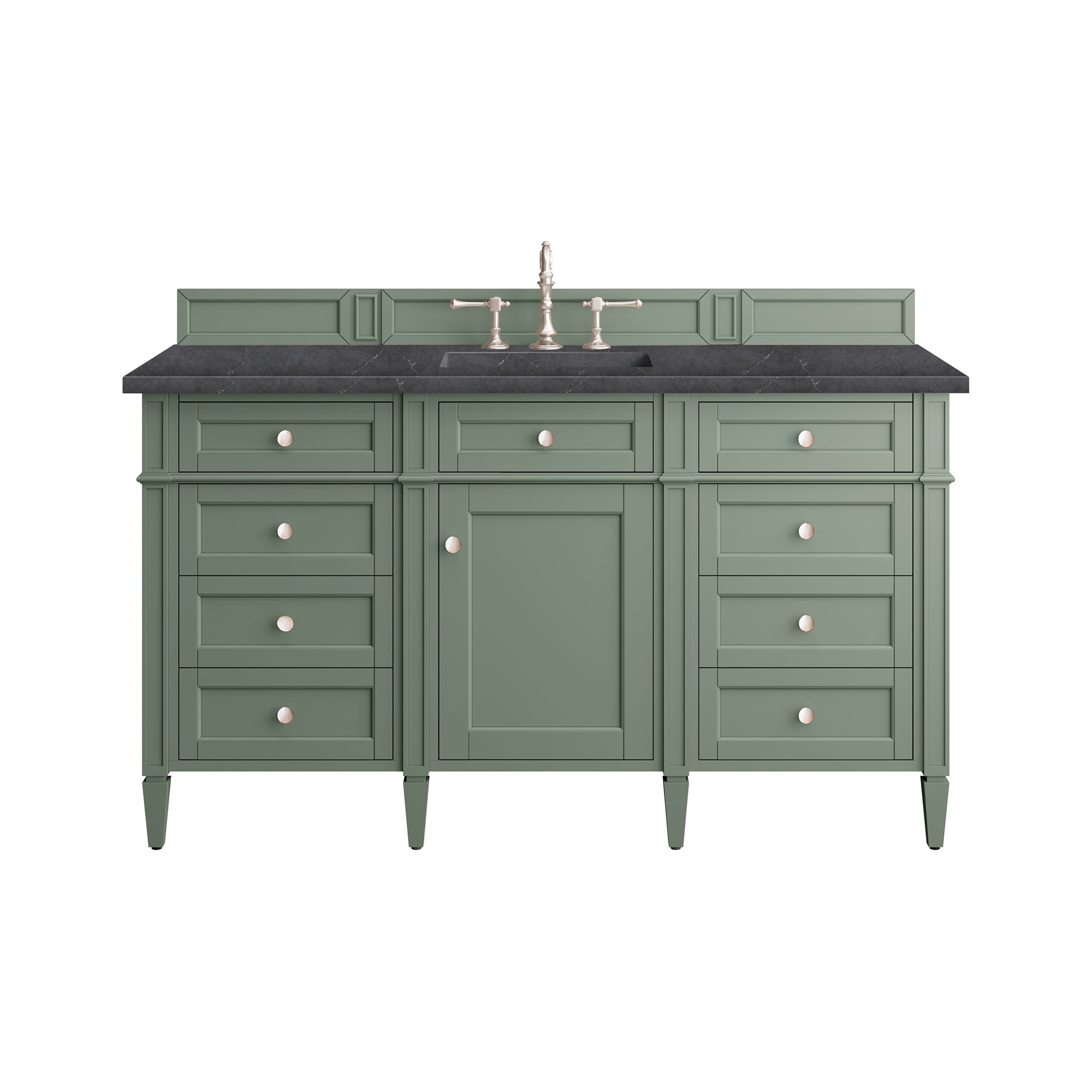 Brittany 60-Inch Single Bathroom Vanity in Smokey Celadon with 3CM Charcoal Soapstone Countertop - Perfect for Modern Master Bathrooms and Powder Rooms