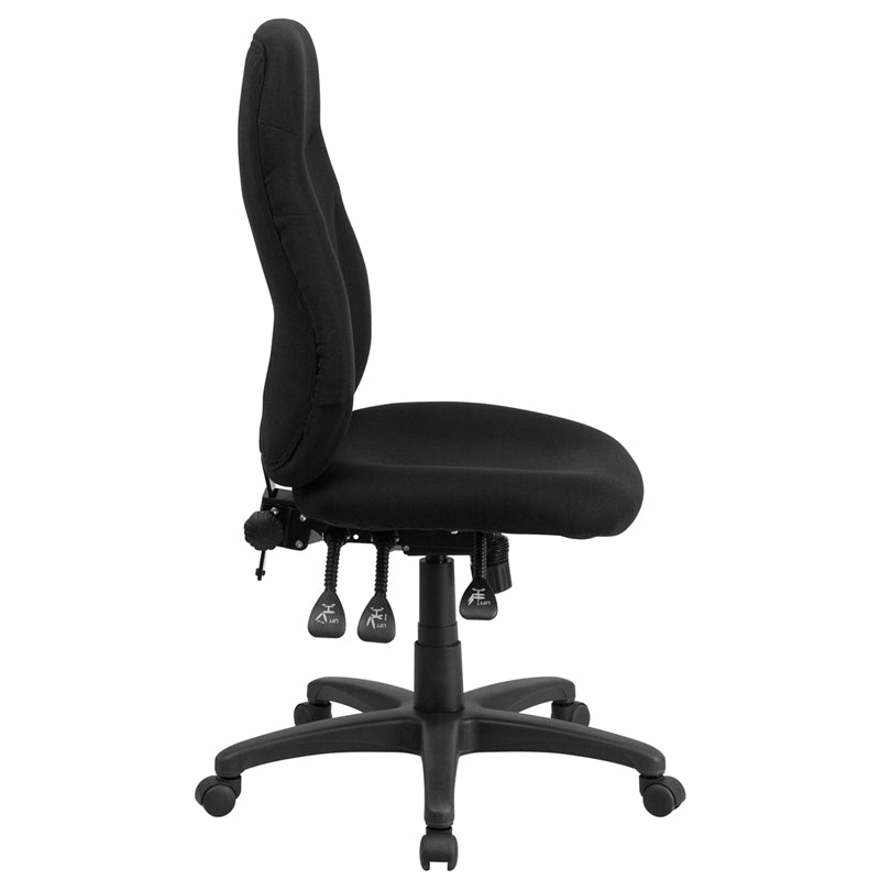 Ergonomic High Back Office Chair with Swivel & Multifunction - Black Fabric Task Chair for Comfortable Work & Study - Perfect for Home Office, Gaming & Workspaces