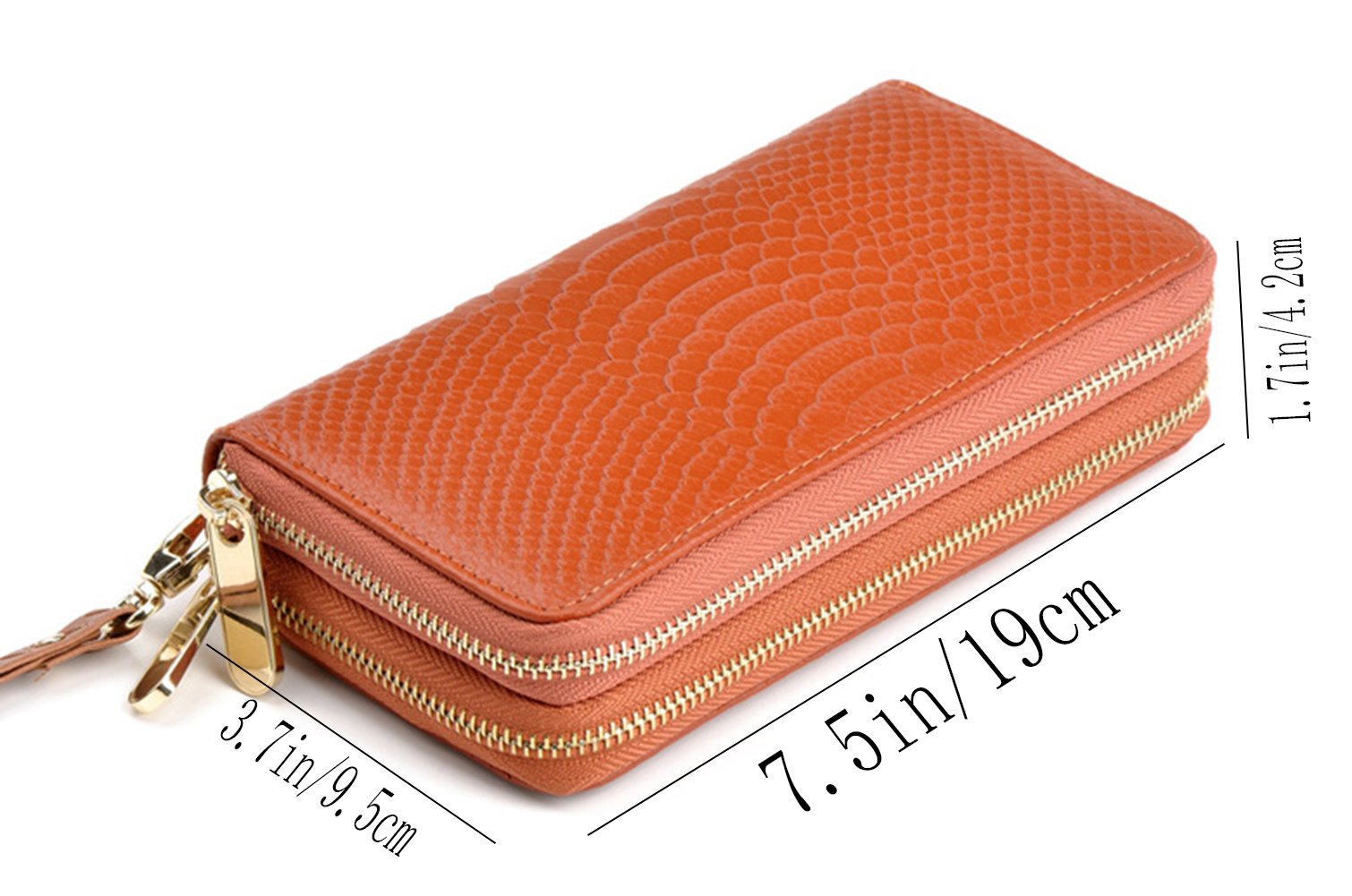 Stylish Leather Wristlet Clutch for Women - Large Capacity Handbag Wallet (7.5x3.7x1.6