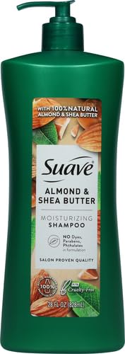 Suave Professionals Moisturizing Shampoo for Dry Hair with Almond & Shea Butter - Paraben Free, Dye Free - 28 oz Bottle - Hydrating Hair Care for Daily Use at Home or Salon