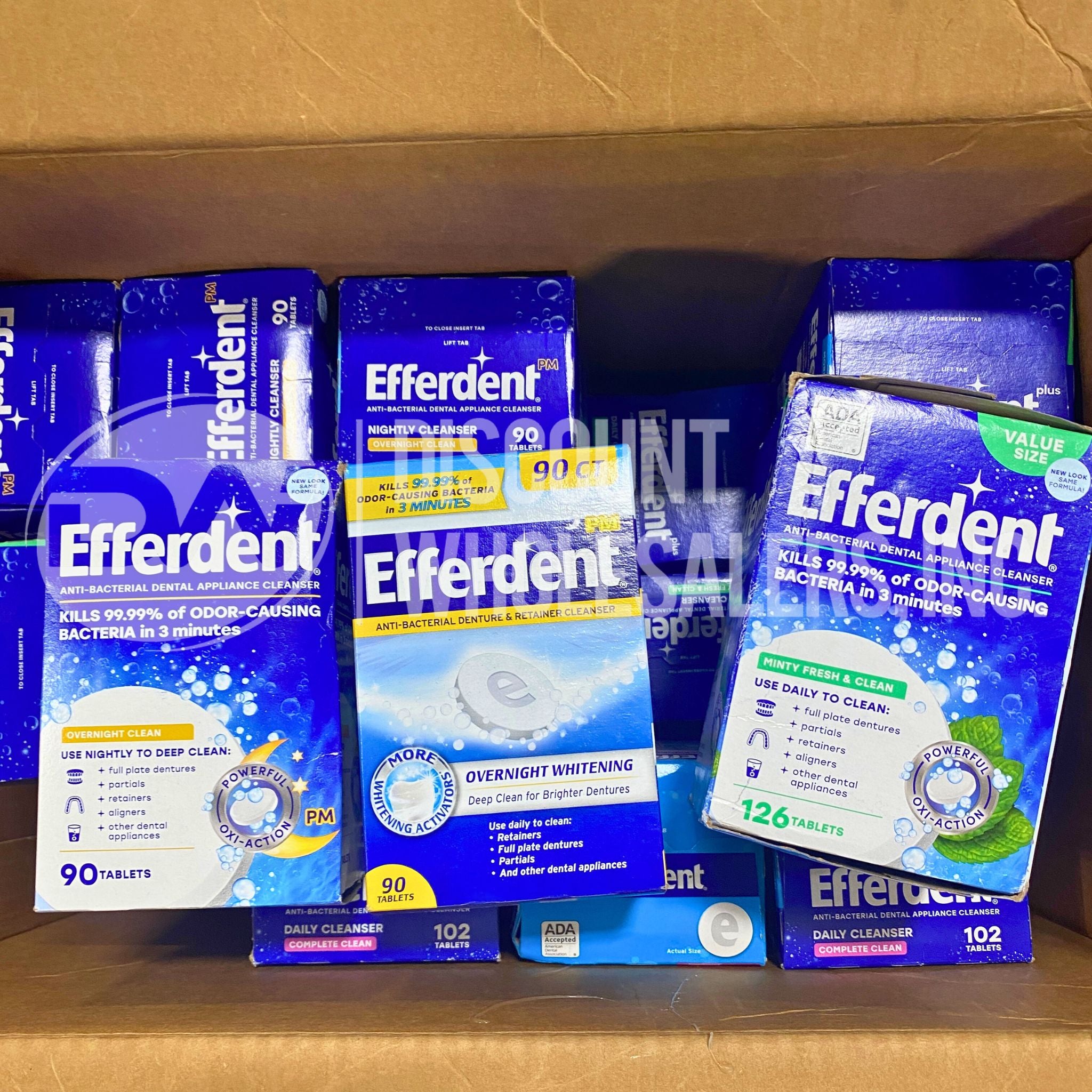 Efferdent Denture Cleanser Tablets - 34 Count, Overnight Cleaning for All Denture Types | Fresh Breath & Stain Removal for Comfortable Wear at Home or Travel