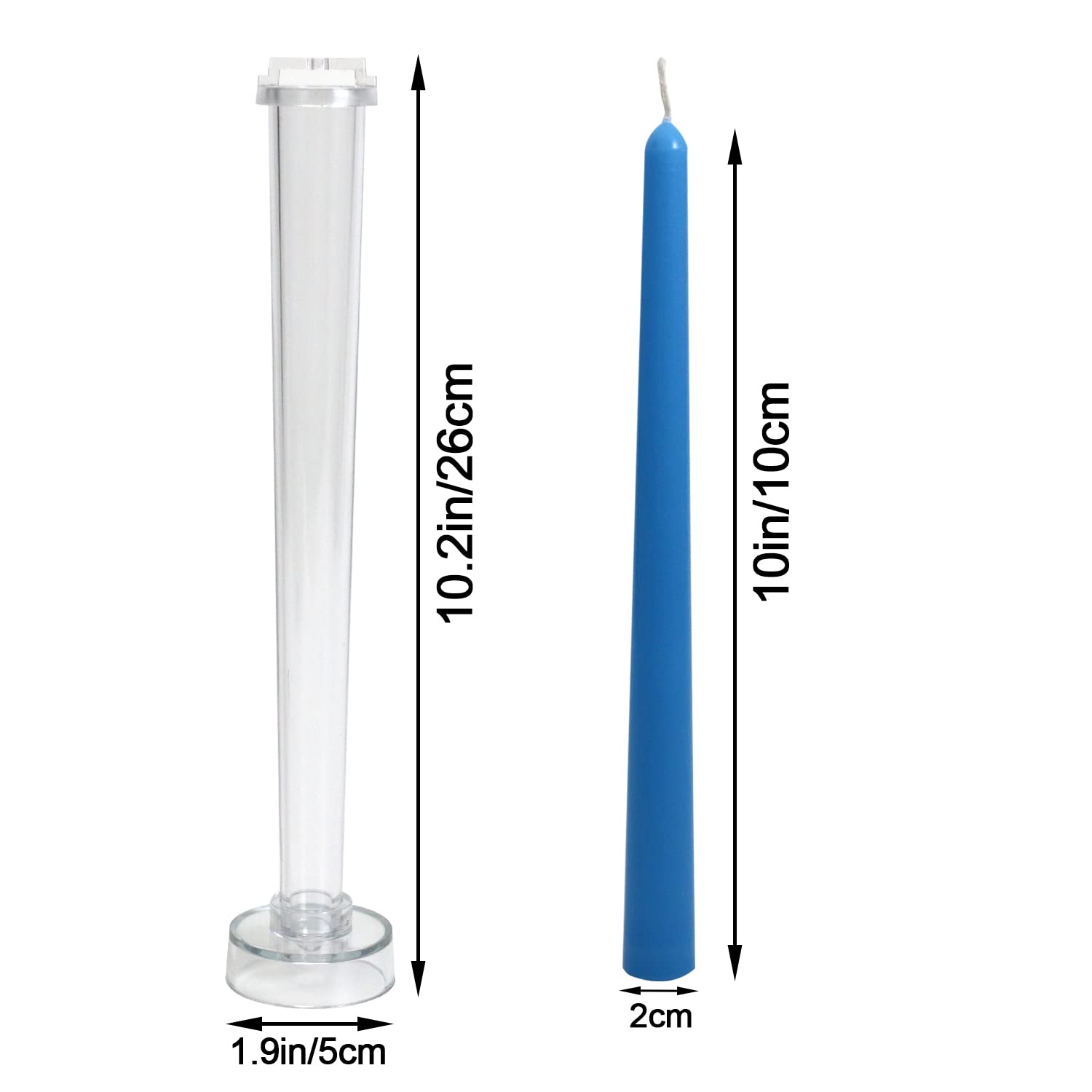 2 Pack Clear Plastic Taper Candle Molds - 10.2 Inch DIY Tapered Candlesticks for Wedding Centerpieces, Party Decorations, Romantic Dinner Lighting & Home Decoration - Perfect for Holiday Crafts, Gift Making & Aromatherapy Candles