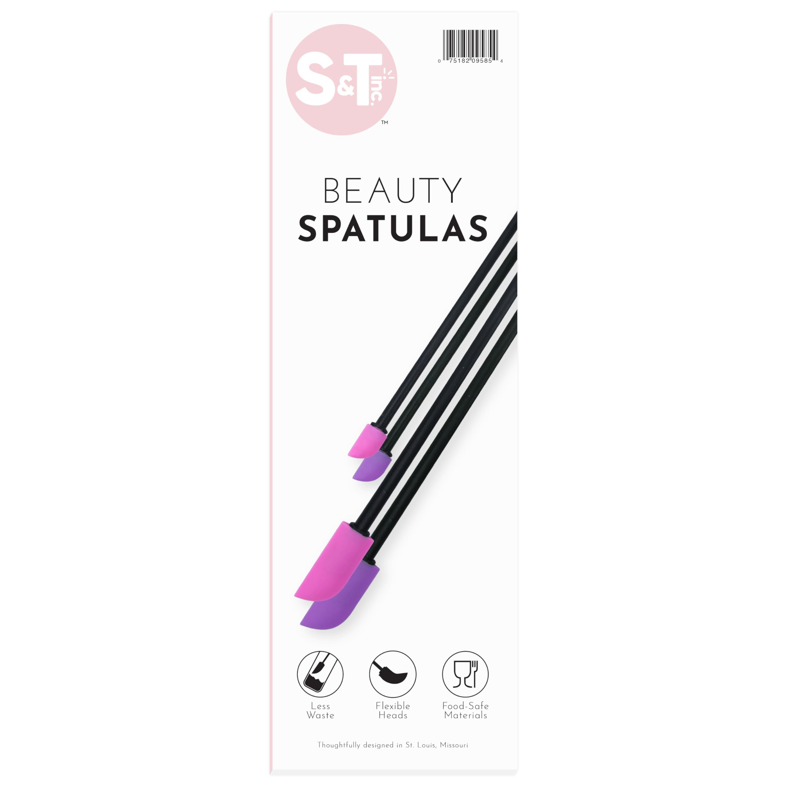 Silicone Spatula Set for Makeup & Skincare - 4 Pcs Pink/Purple - Perfect for Cosmetics & Hair Care