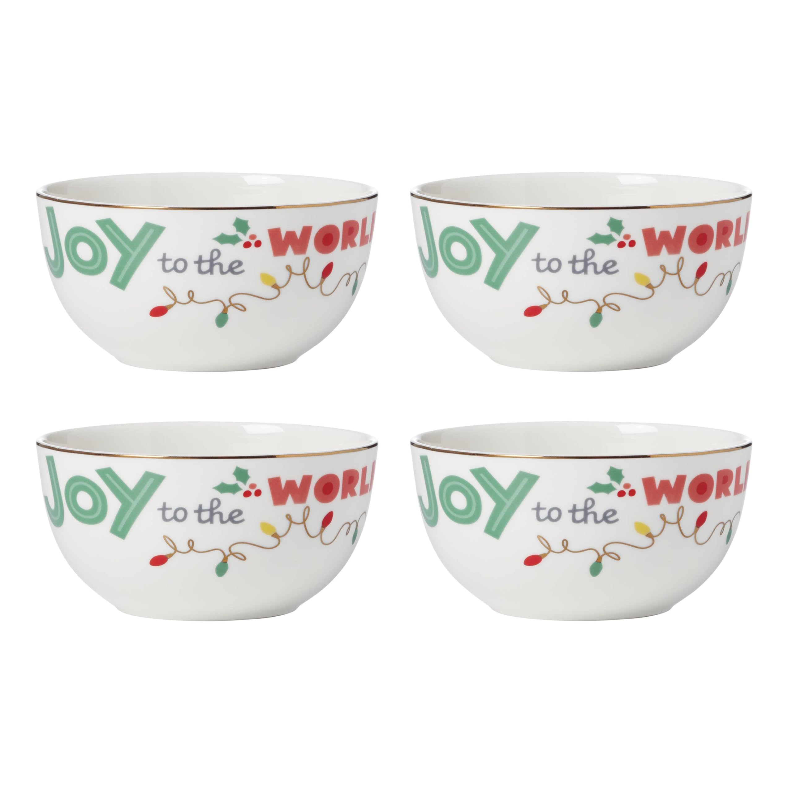Lenox 896322 Snoopy Christmas All-Purpose Bowls, Set of 4 - Holiday Dinnerware for Festive Dining, Party Serving & Christmas Decorations