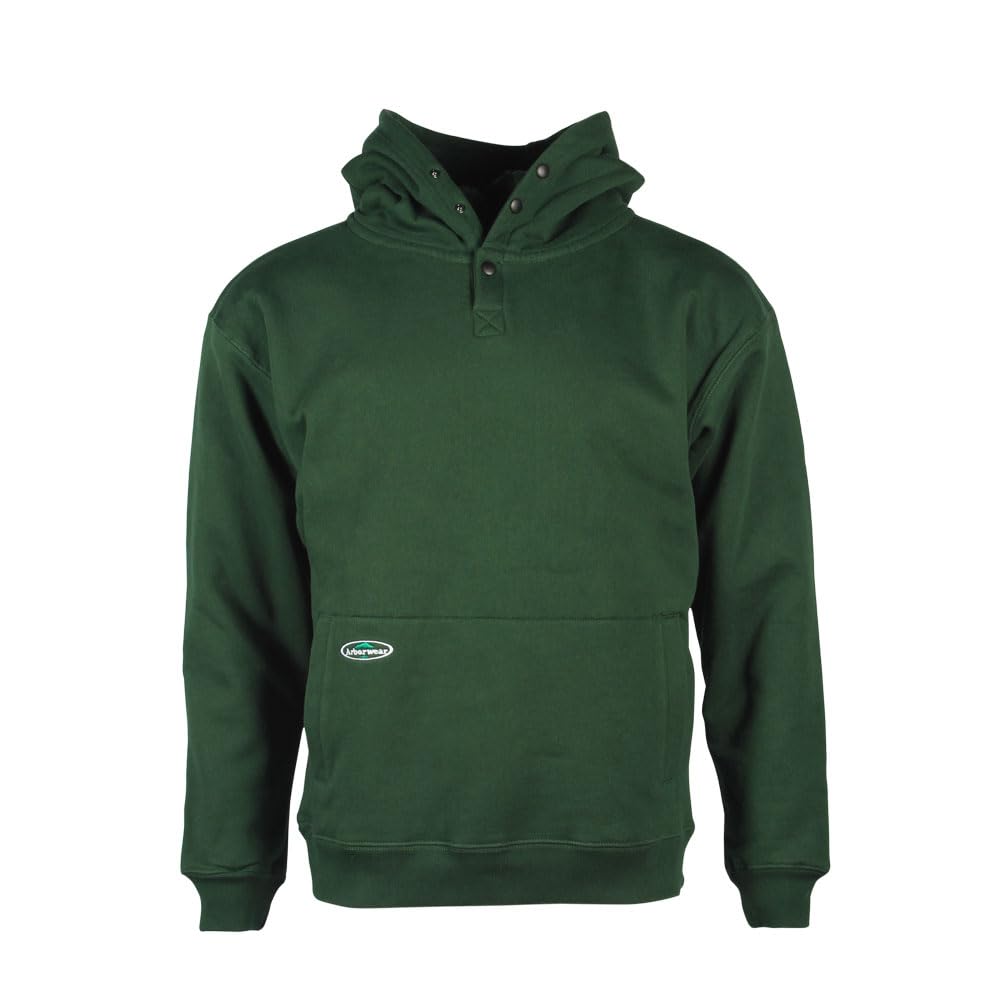 Arborwear Men's Heavyweight Double-Thick Hooded Pullover Sweatshirt - Snap Neck Collar & Handwarmer Pouch for Outdoor Work, Hiking & Cold Weather