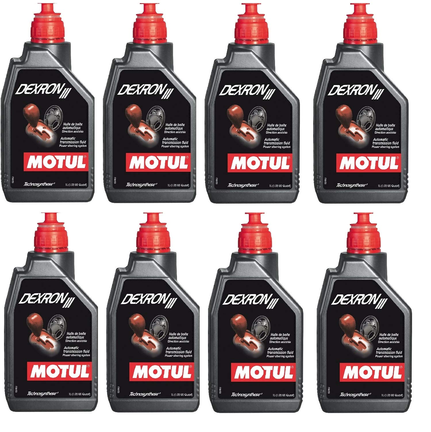 Motul 105776 Dexron III Automatic Transmission Fluid - 8 Pack (1 Liter Each) - Compatible with GM, Ford, Chrysler Vehicles - Perfect for Transmission Maintenance & Fluid Changes