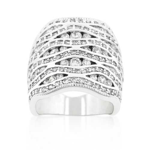 Elegant Cubic Zirconia Pave Abstract Ring for Women - Sparkling Fashion Jewelry for Parties, Weddings & Special Occasions