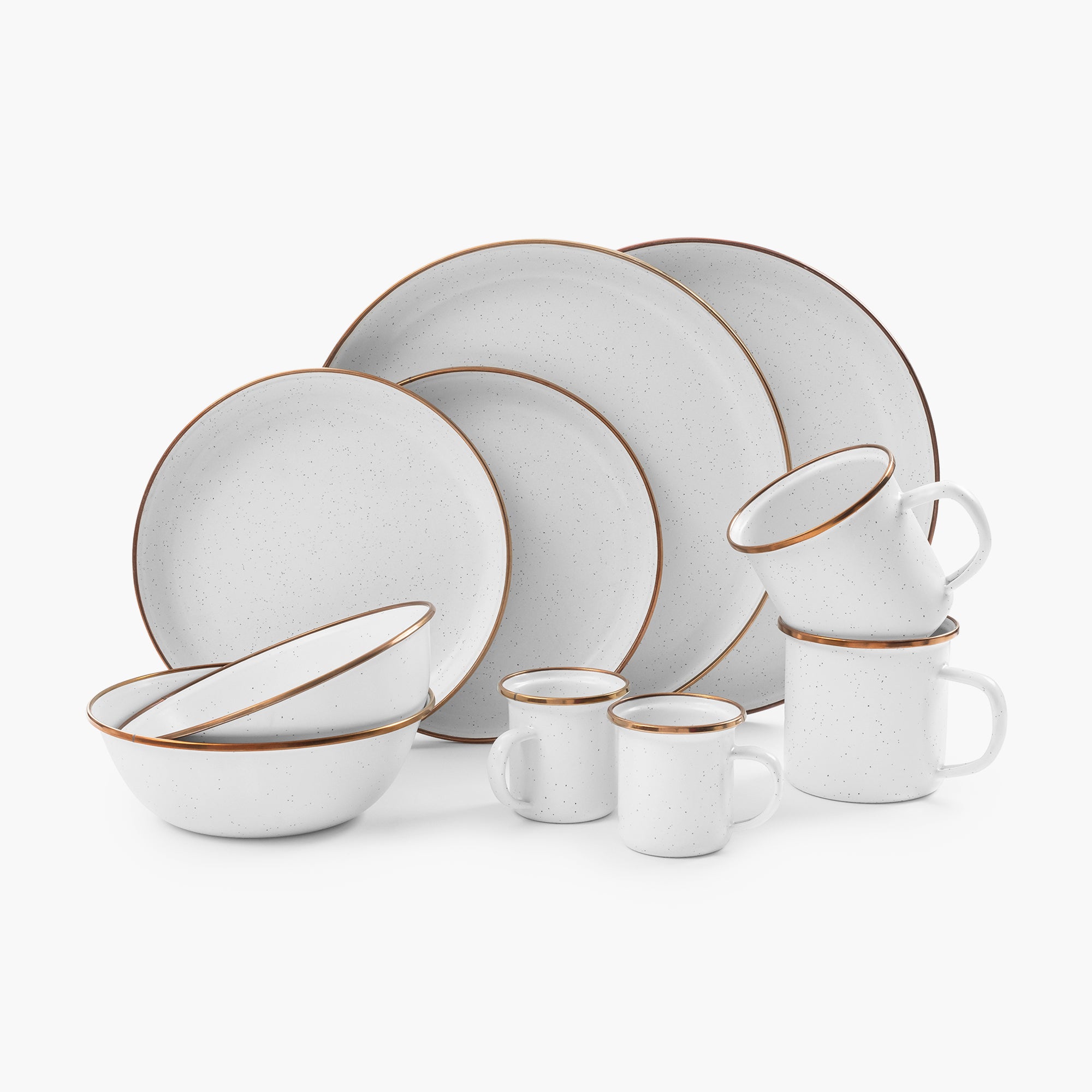 Premium Enamelware Dining Set - Durable & Stylish Eggshell Finish for Camping, Picnics & Rustic Home Decor