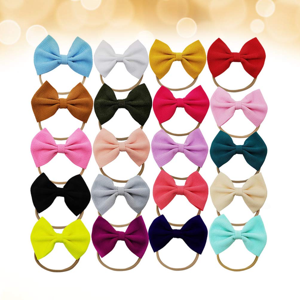 KESYOO 20PCS Baby Headbands with Bowknot - Soft Nylon Hair Wraps & Elastic Headbands for Infants & Toddlers - Perfect for Newborn Photos, Birthday Parties, and Daily Baby Fashion Accessories