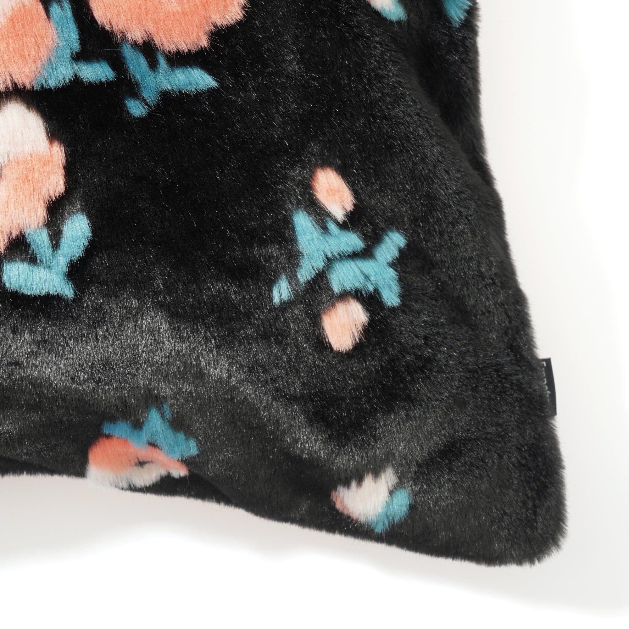 Premium Faux Fur Cushion Cover 18x18 Inches Black and Pink - Soft & Cozy Home Decor for Sofa, Bed, or Office Chair