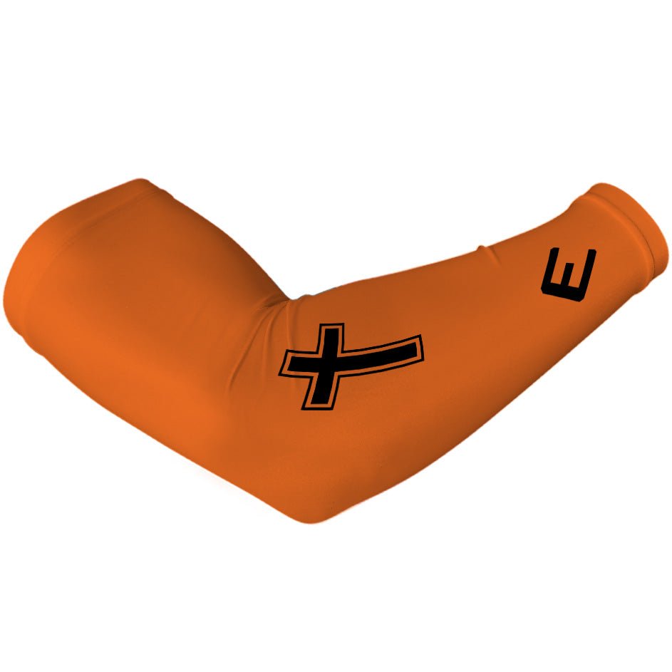 Faith Cross Orange Arm Sleeve - Religious Compression Sleeve for Workout, Basketball & Outdoor Activities - Christian Athletic Armband for Men & Women