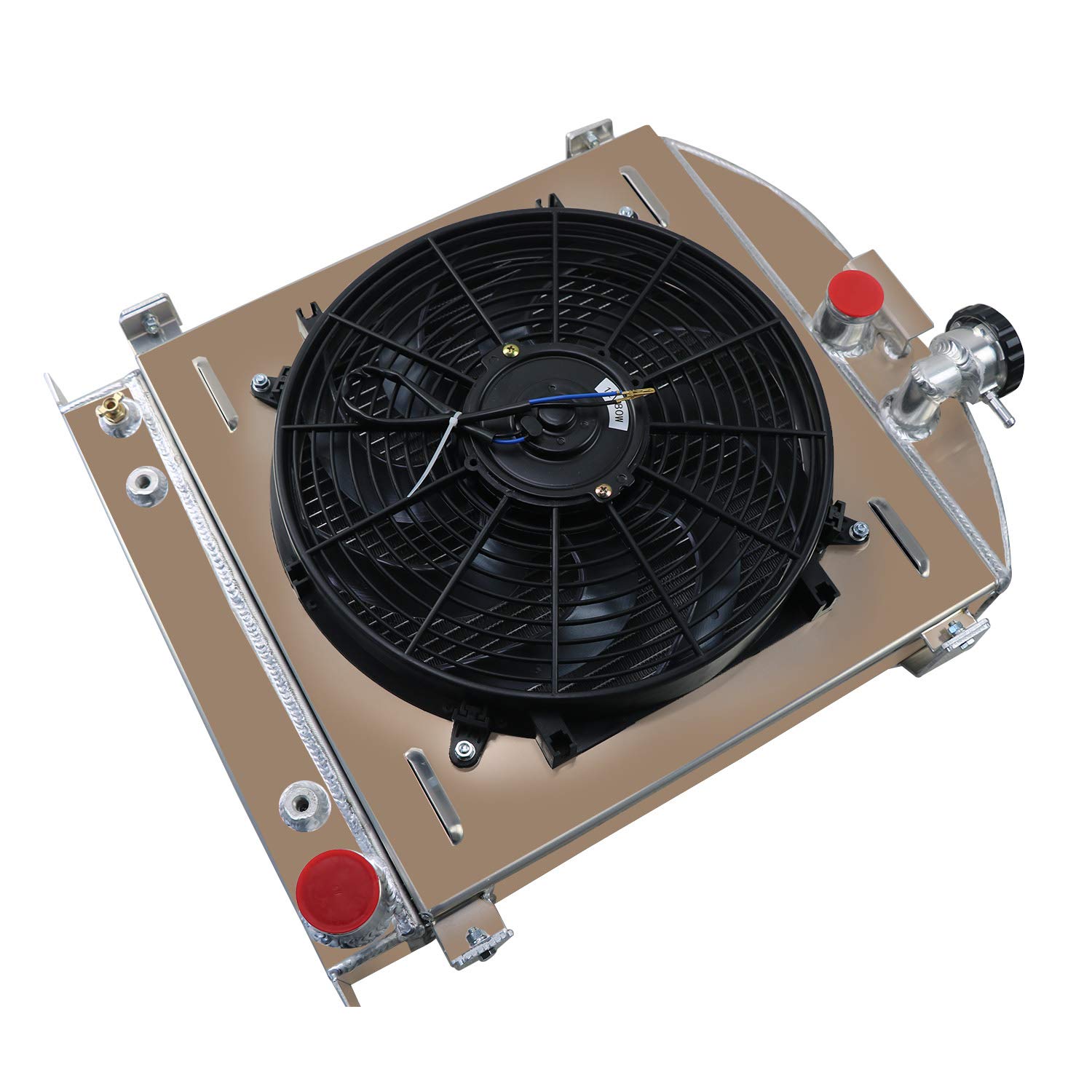AlloyWorks 3-Row Aluminum Radiator with Fan Shroud for 1935-1940 Chevy & Ford Engines - High-Performance Cooling Upgrade for Classic Cars, Hot Rods, and Custom Builds