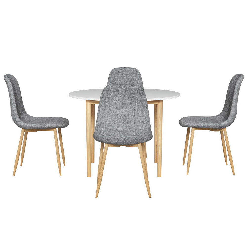 Artiss 5-Piece Dining Table Set with 4 Chairs - Modern White & Grey Kitchen Table for Small Spaces - Perfect for Breakfast Nook, Apartment Dining, and Family Gatherings