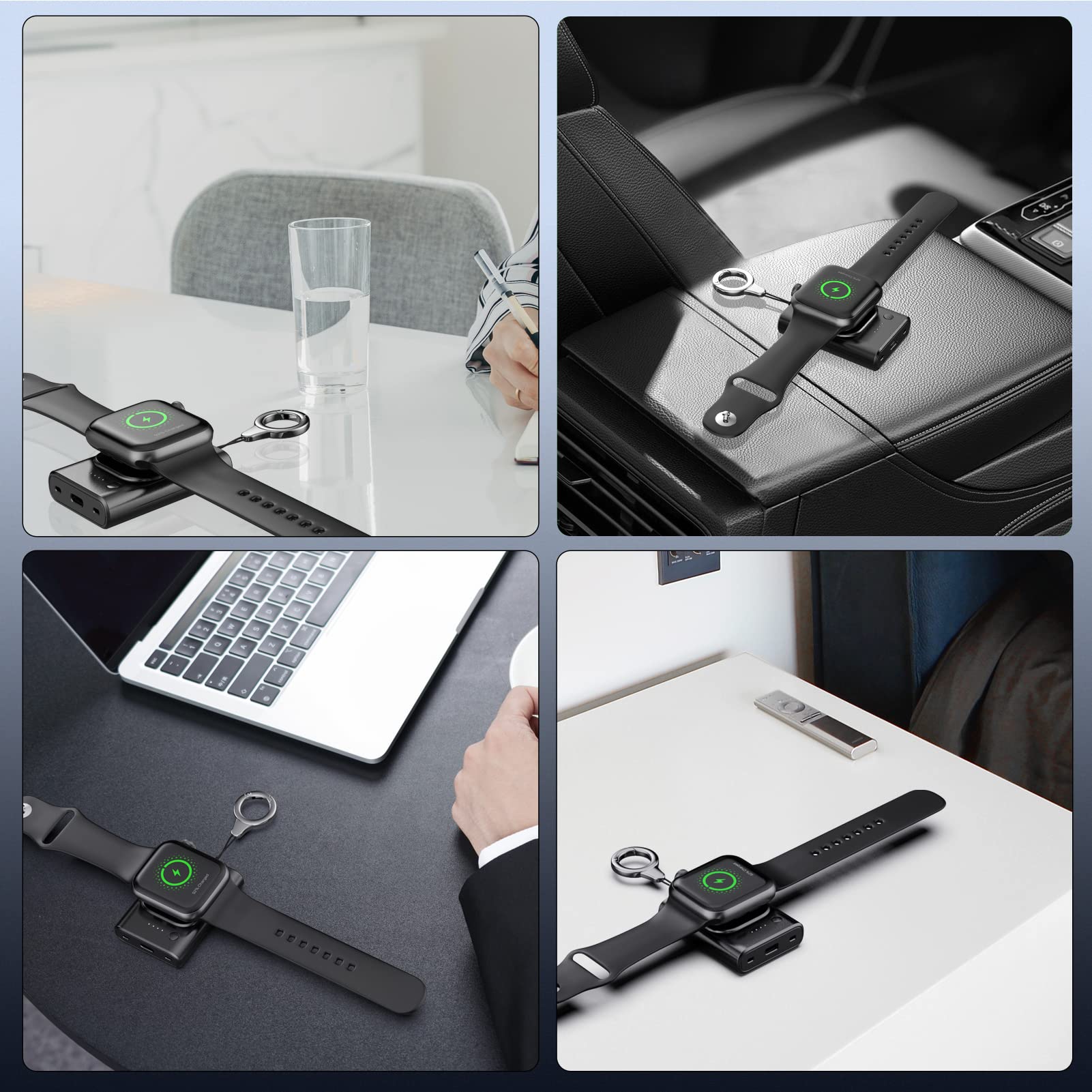 Portable Magnetic Wireless Charger for Apple Watch Ultra 2/9/Ultra/8/7/6/SE/5 - 1800mAh Travel Power Bank with Keychain | Perfect for Gym, Travel & Everyday Use