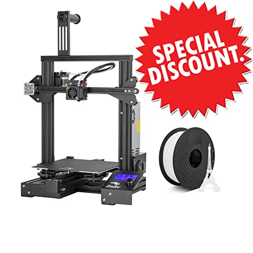 Creality Ender 3 Pro Plus 3D Printer with 1.75mm White PLA Filament - Perfect for Home DIY Projects, Prototyping & Educational Use