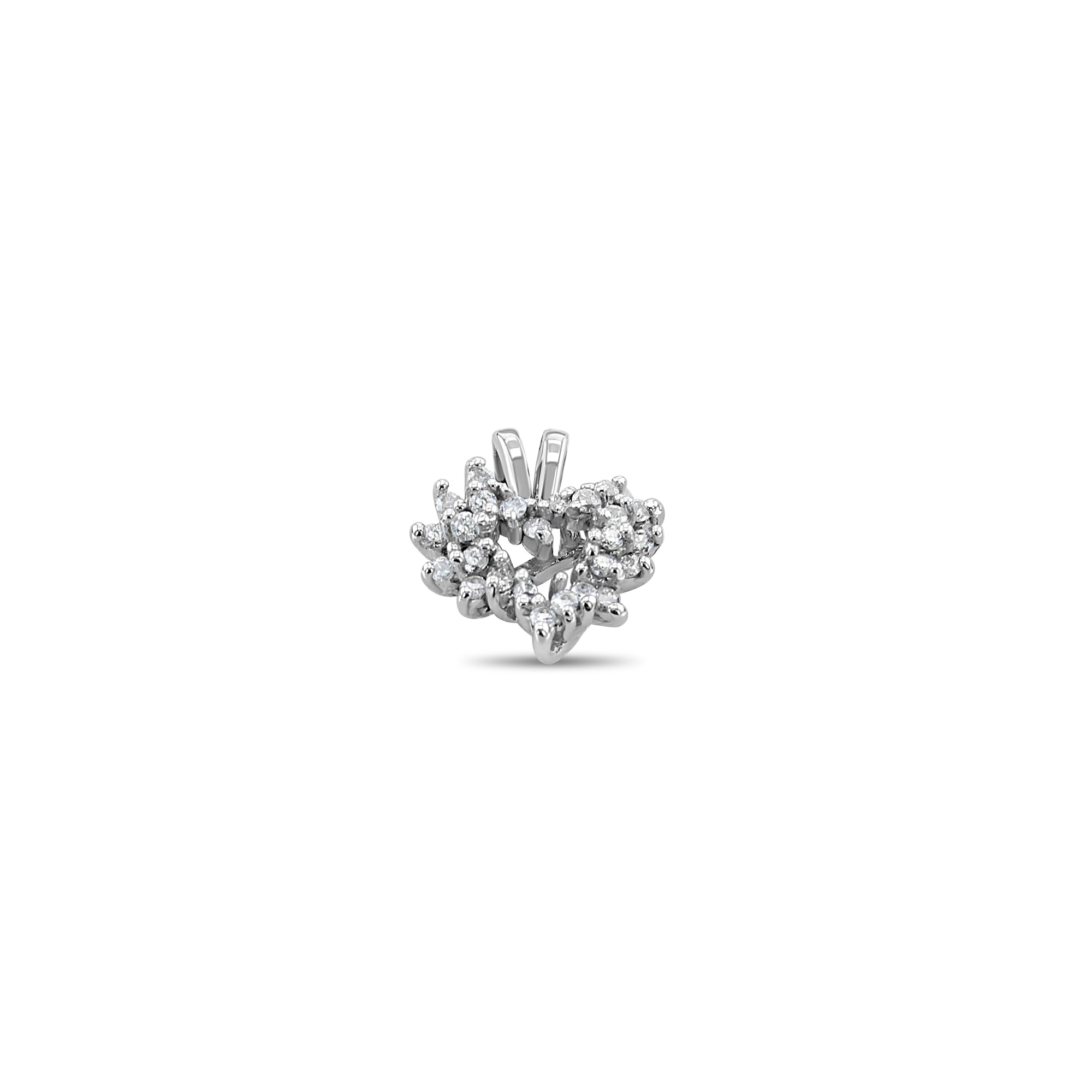 0.25cttw Small Diamond Cluster Heart Necklace in 14k White Gold - Perfect for Valentine's Day, Anniversary & Romantic Gifts