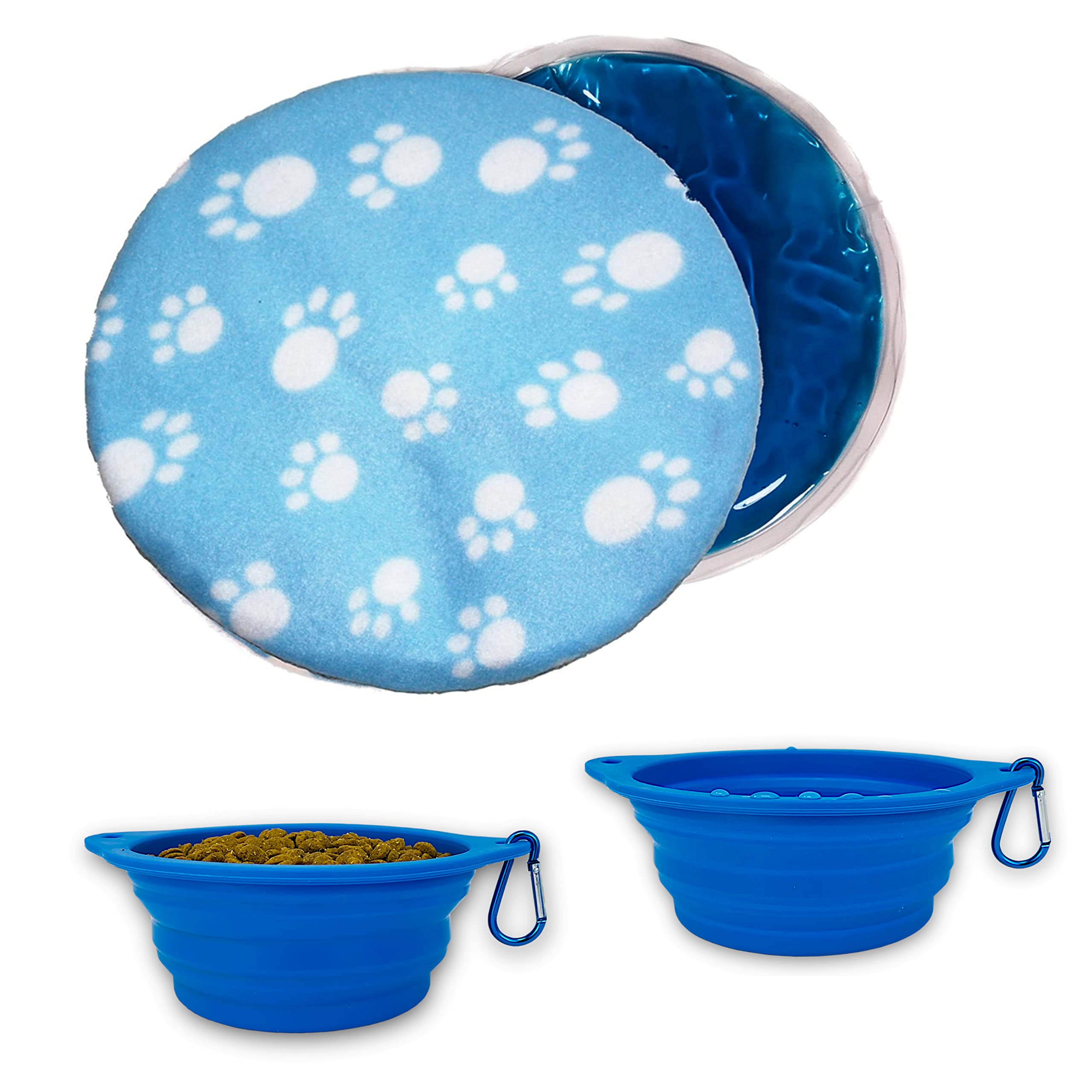 Snuggle Soft Cooling & Heating Pad for Pets with 2 Collapsible Travel Bowls - Perfect for Dogs & Cats at Home or On-the-Go
